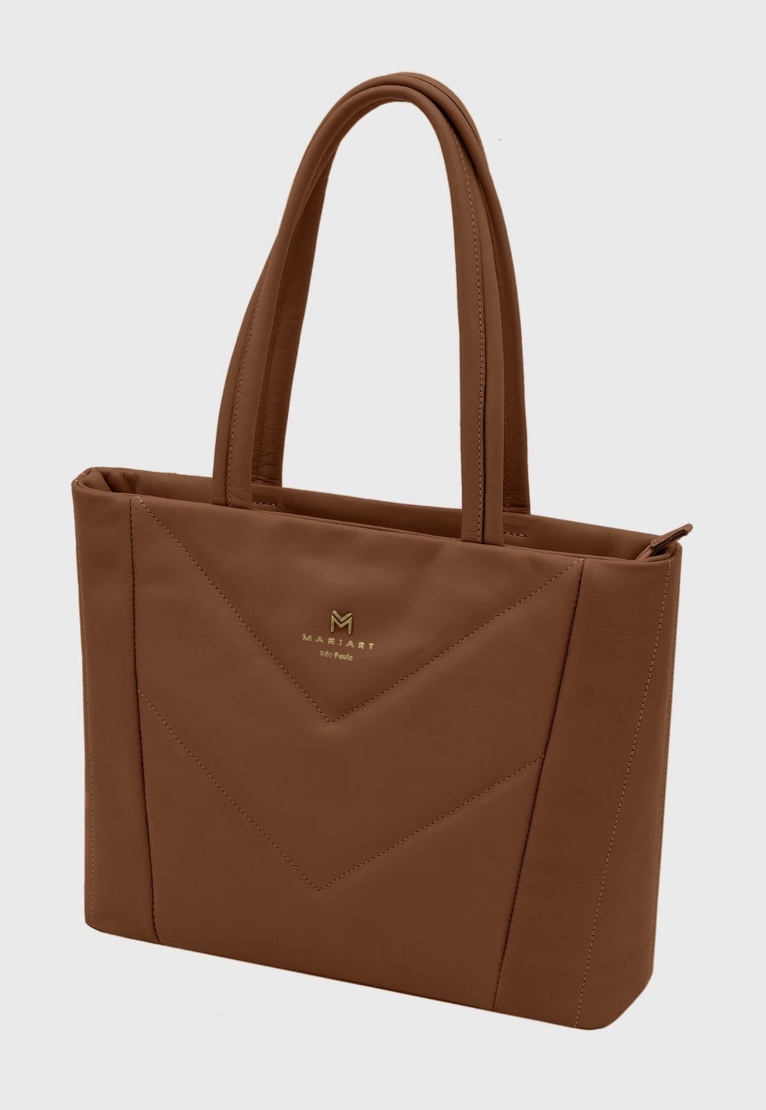 Vista 2 Bolsa Tote Couro Mariart Graviolinha Camel Mariart caramelo