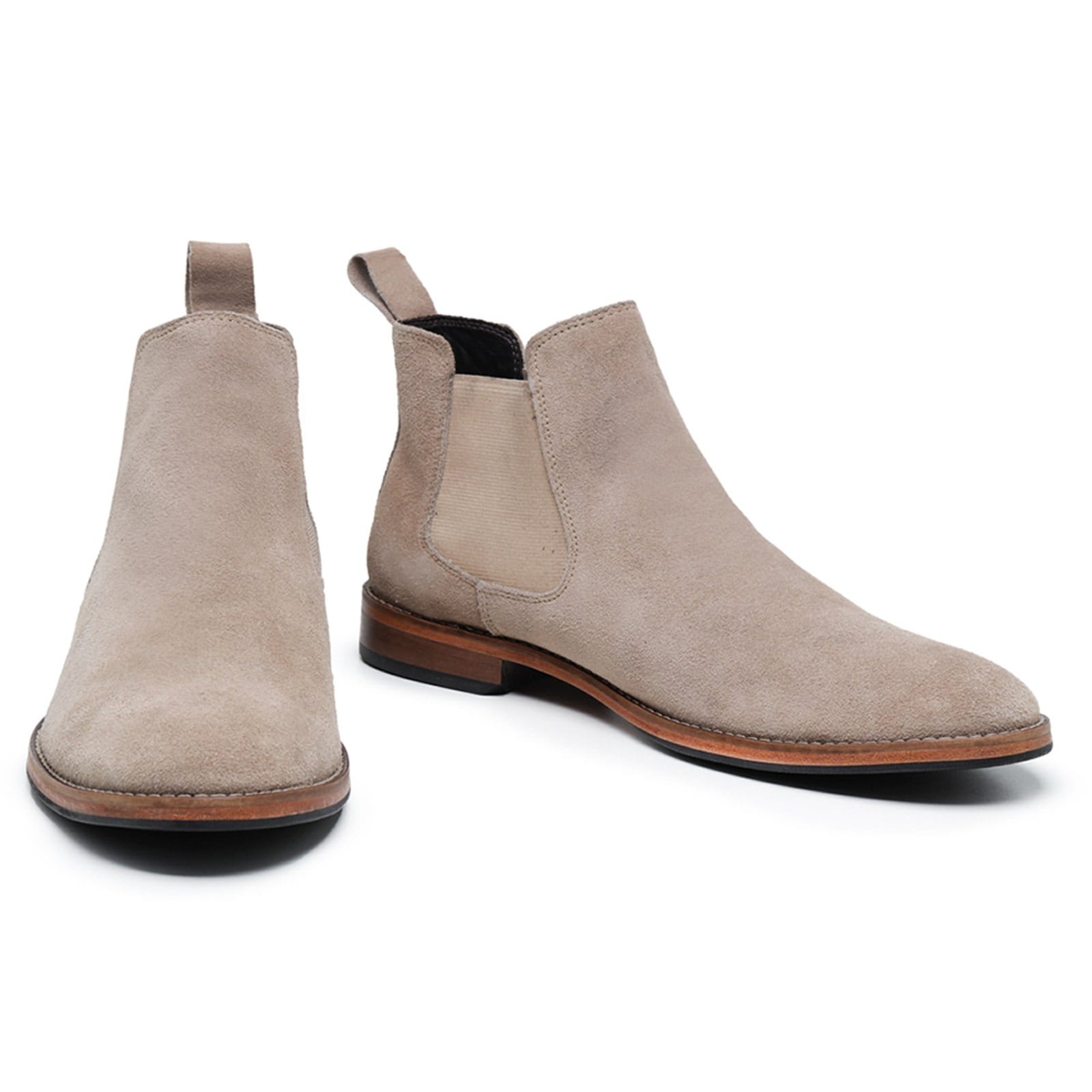 Vista 2 Bota Social Masculina Chelsea Couro Sola Couro 68802BG Malbork bege