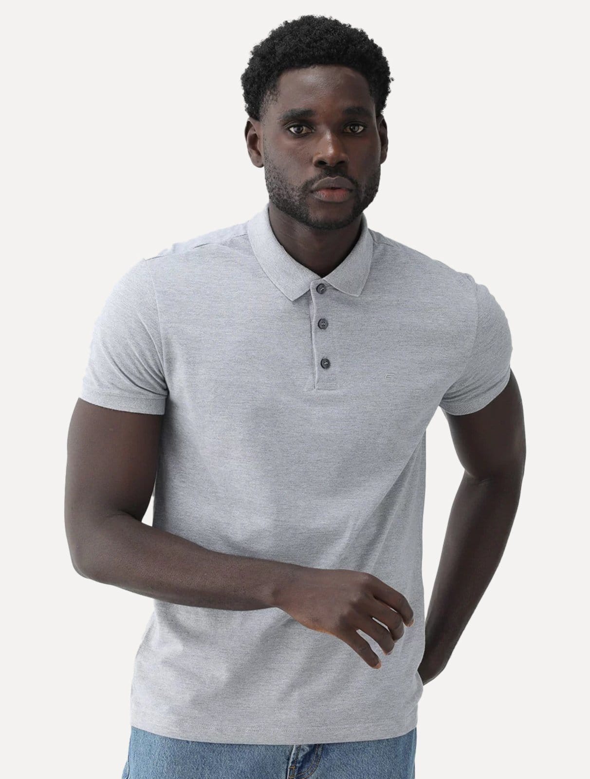 Vista principal Polo Ellus Masculina Piquet Classic Easa Melange Mescla Ellus cinza