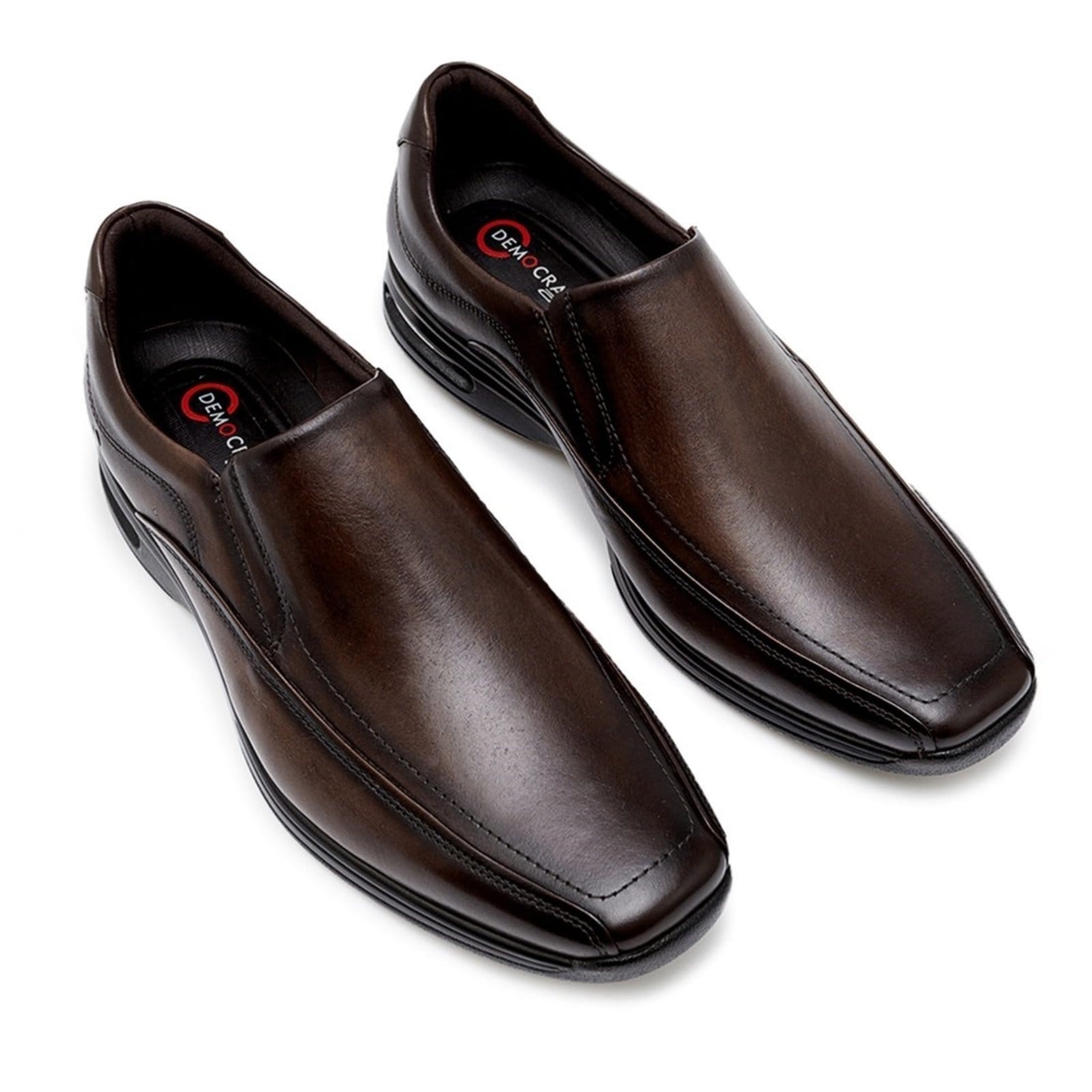 Vista 2 Sapato Social De Couro Democrata Smart Comfort Ar Spot 448027 DEMOCRATA marrom