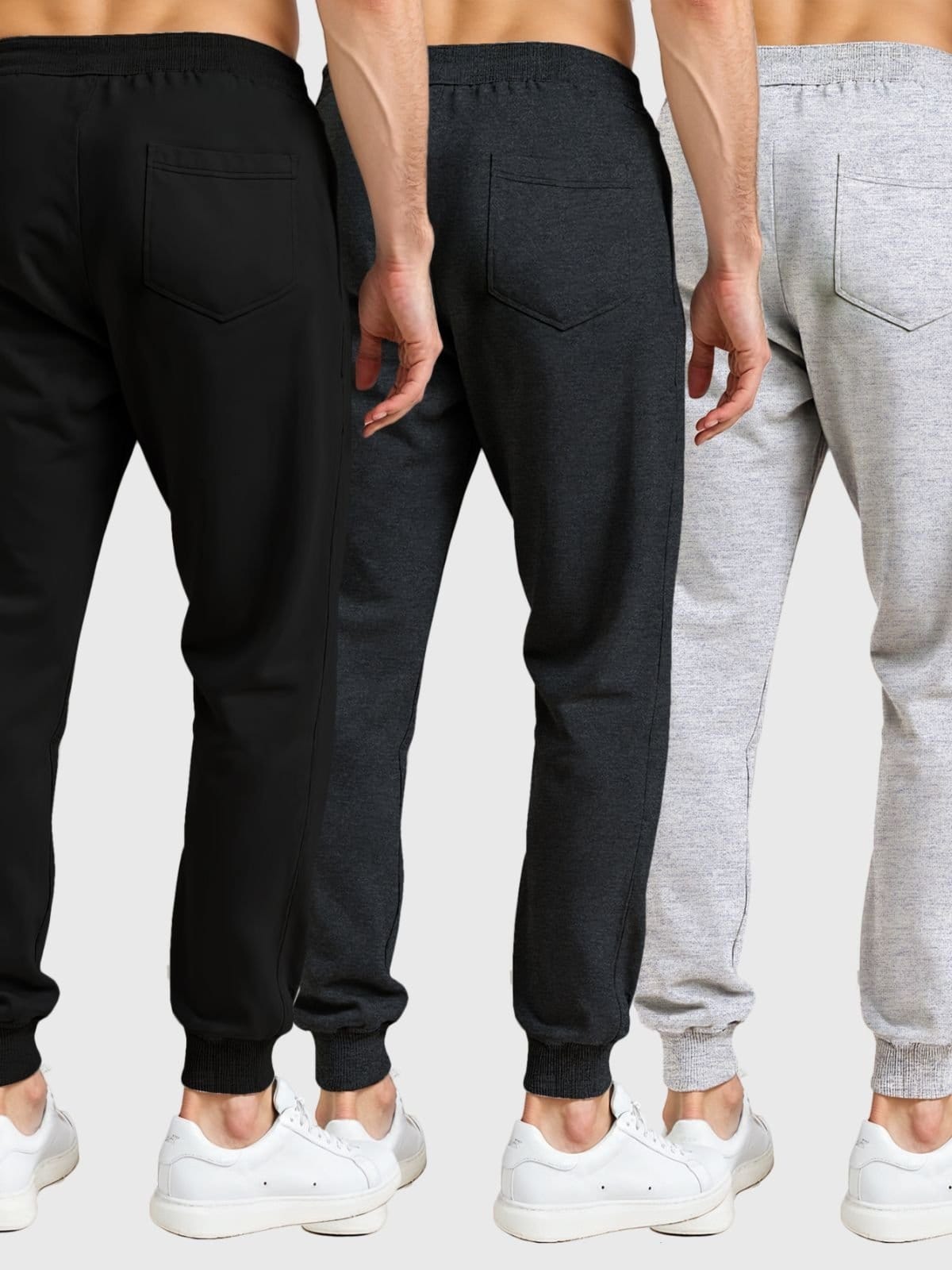 Vista 2 Kit 3 Calças Moletom Preto Chumbo Masculina Ideal para o Dia a Dia com Muito Estilo Benellys cinza