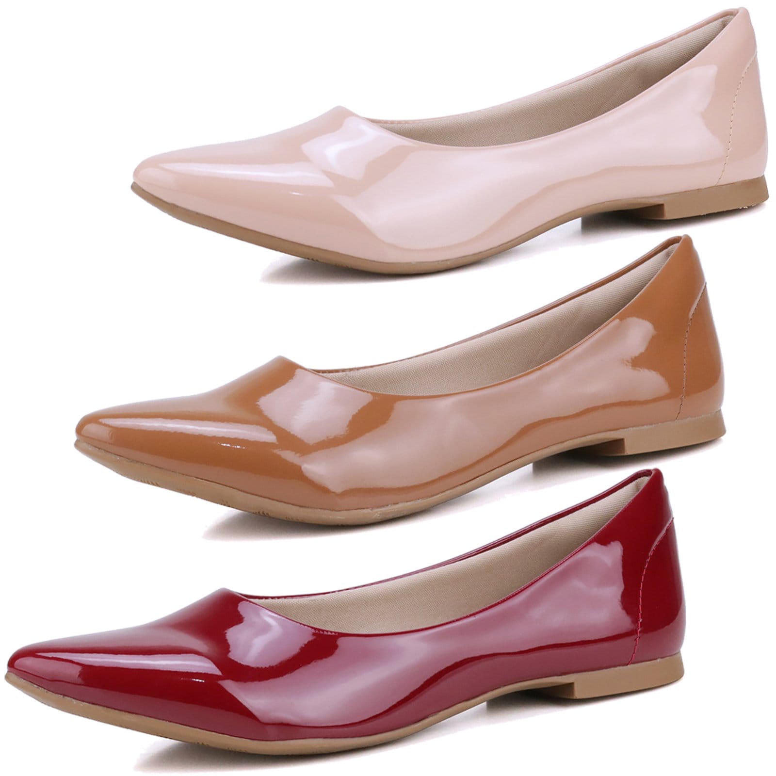 Kit 3 Pares de Sapatilha Mr Gutt Bico Fino Verniz Vermelho