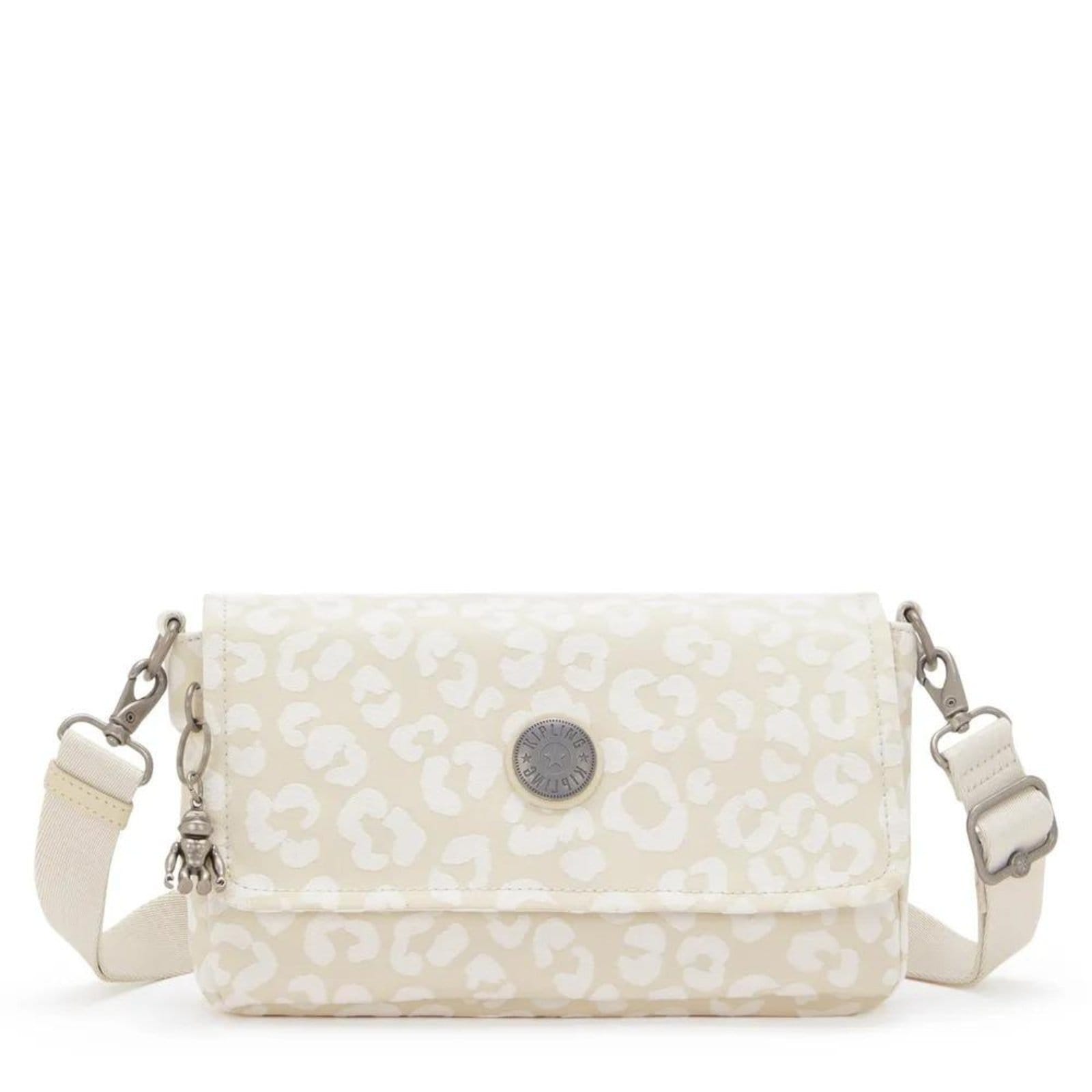 Vista principal Bolsa Kipling Aras White Cheetah J Kipling bege white