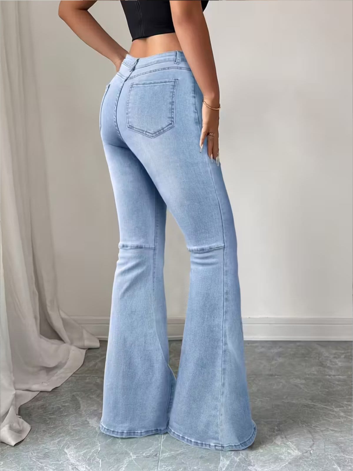 Vista 2 Calça Jeans Flare Alpha Street Wear Clara Feminina Cintura Alta e Caimento Perfeito Alpha Street Wear azul/jeans azul