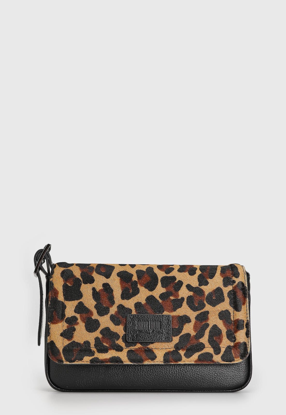 Vista principal Bolsa Tiracolo Santa Lolla em Couro Animal Print Onça Santa Lolla caramelo