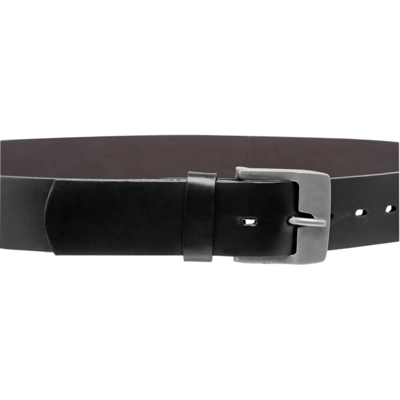 Vista 2 Cinto Mais Largo em Couro Látego com Fivela em Níquel Envelhecido 45mm Largura 1005_45P Malbork preto