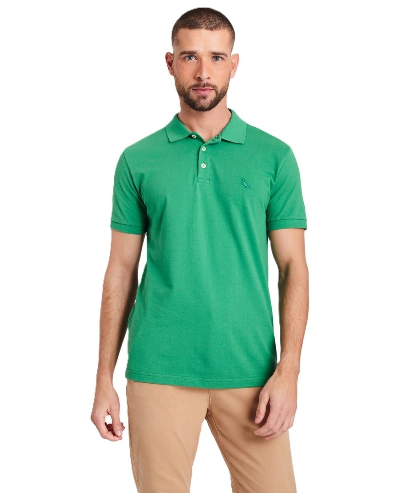 Vista 2 Polo Piquet Clássica Reserva verde