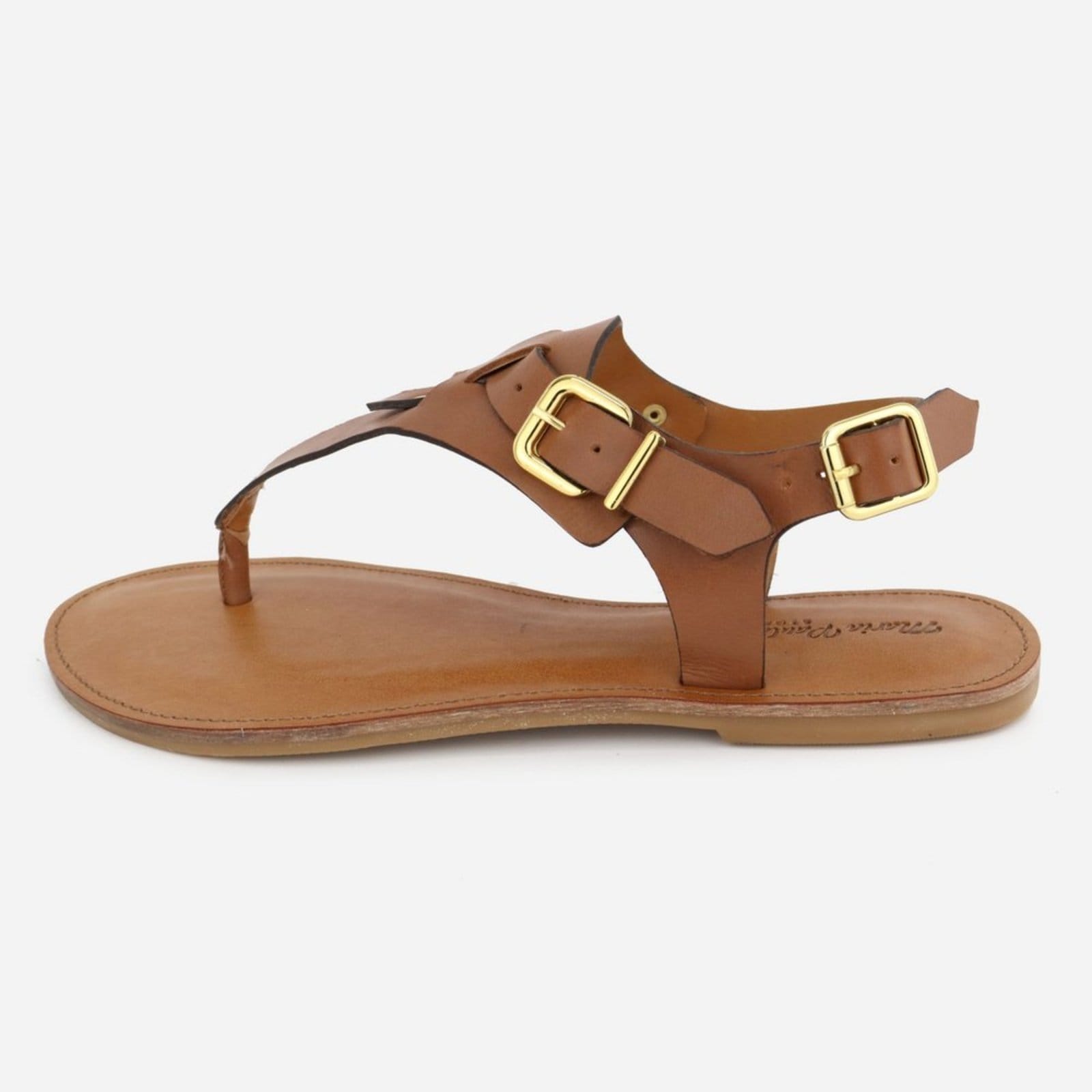 Vista principal Sandália Conforto Palminha Maria Paula Couro Rasteira MARIA PAULA caramelo