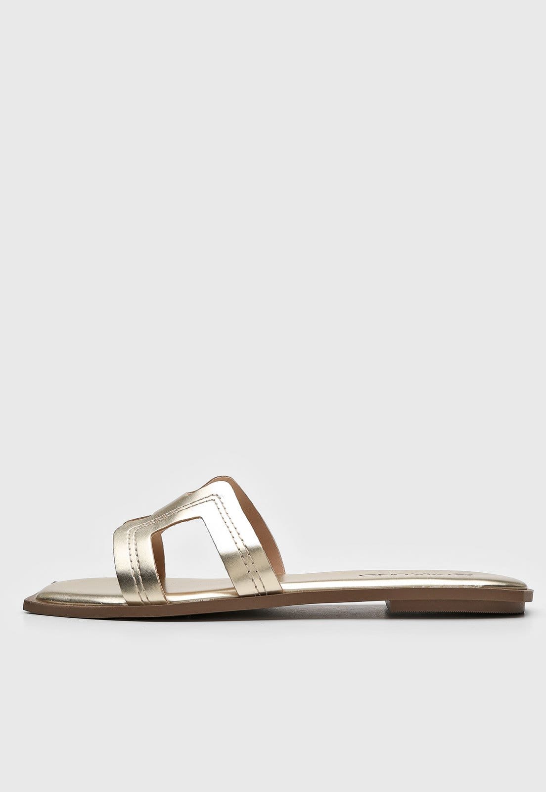 Rasteira Via Uno Metalizada Dourada