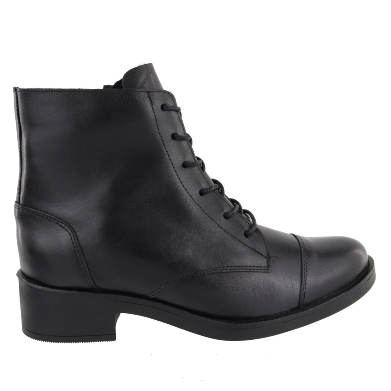 Vista 2 Bota Feminina Cano Curto Em Couro Casual Amarração Moda Maria Paula MARIA PAULA preto