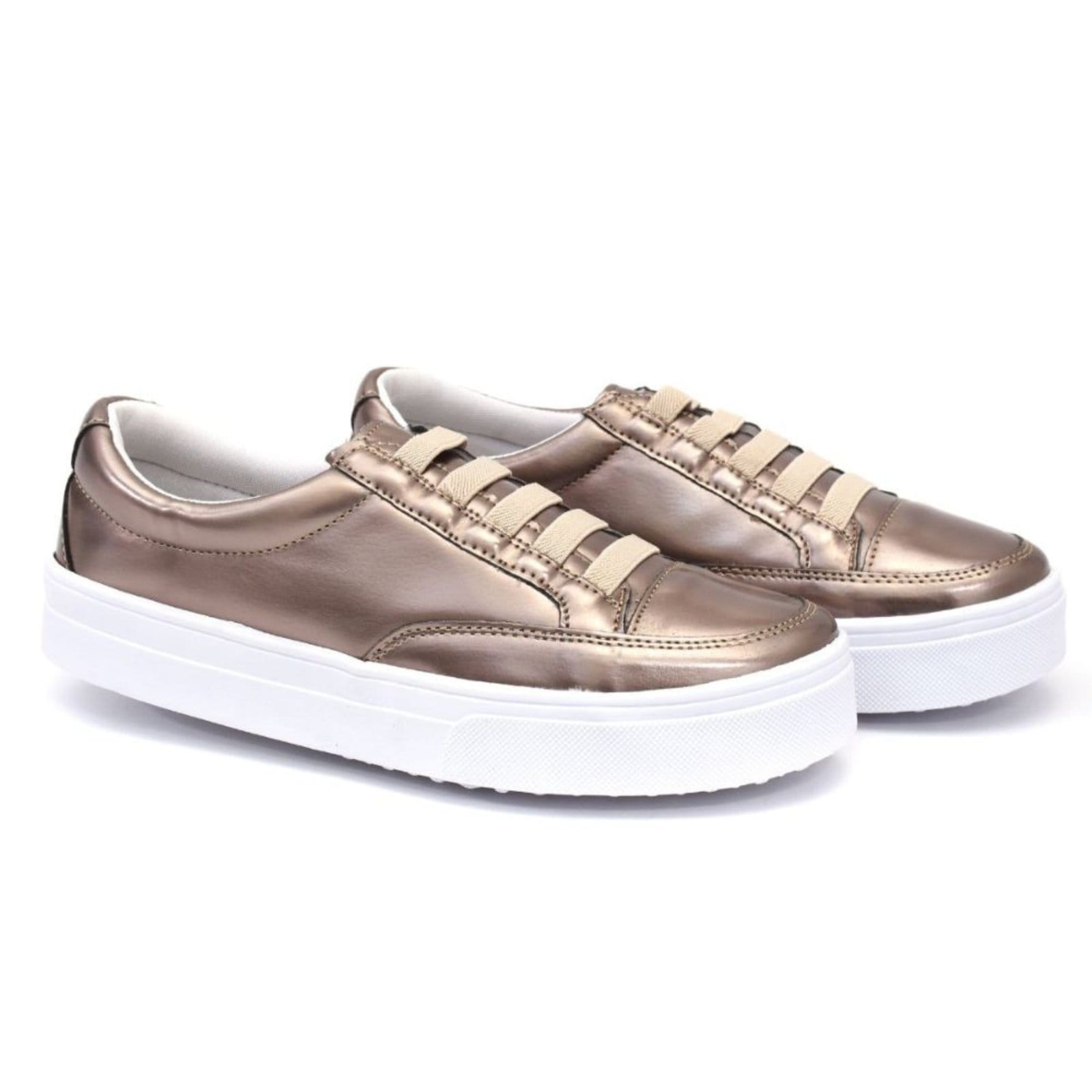 Vista 2 Tênis Feminino Casual Flatform Metalizado Prata Velha ROMEU E JULIETA SHOES prata velho