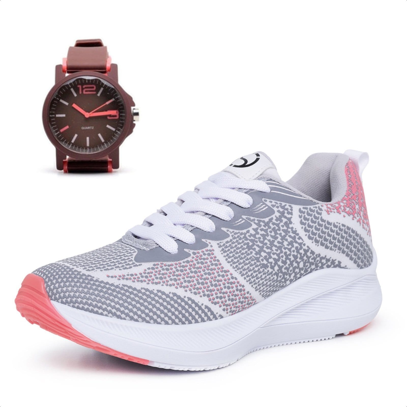 Tênis Feminino Ousy Shoes Esportivo Treino Caminhada Academia Leve Confortável Combo Mais Relógio