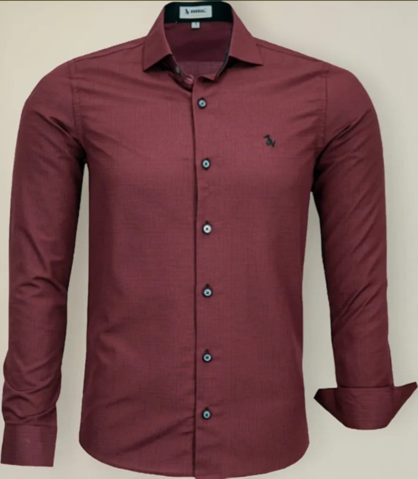 Camisa Social Amil Slim Stay Misto Micro Estampa Manga Longa Luxo