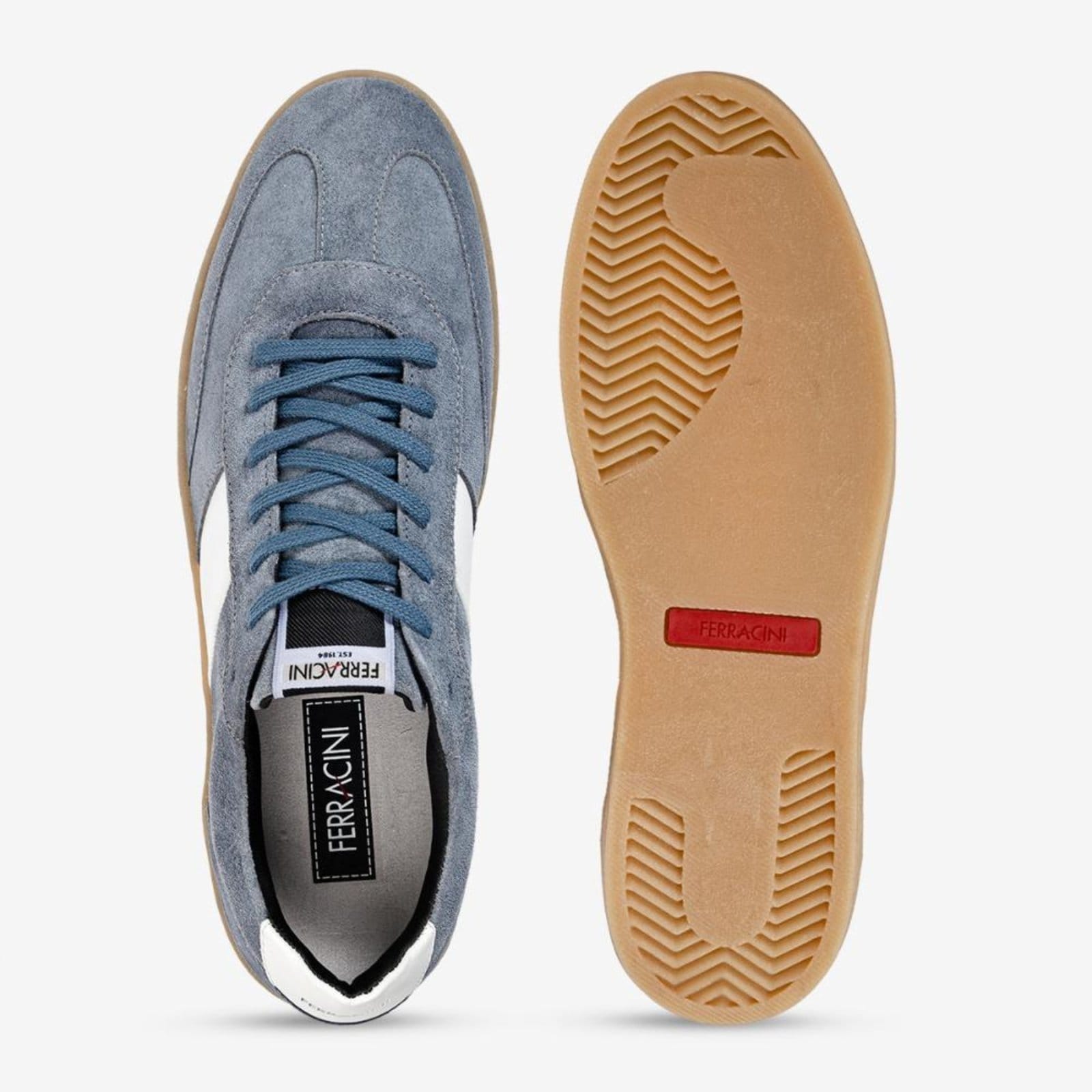 Vista 2 Tênis Casual Ibiza Ferracini de Camurça e Cadarço de Amarrar 7583-710G FERRACINI azul