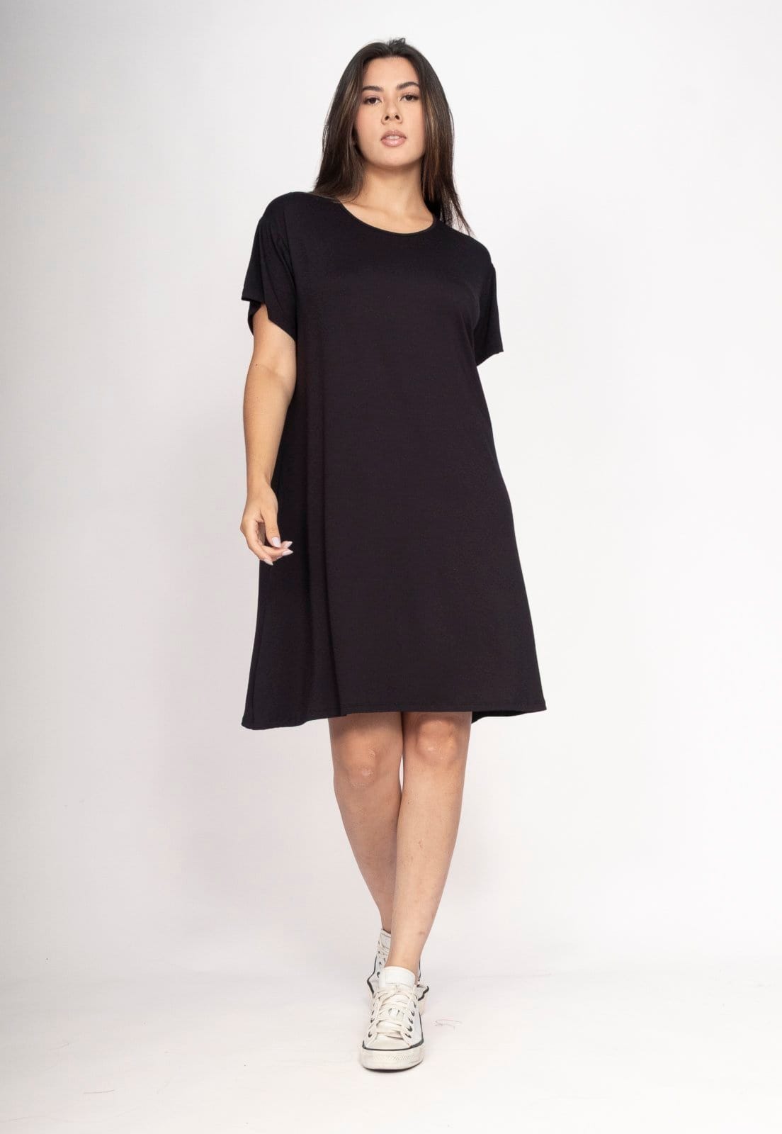 Vista principal Vestido CabanaFree Amanayara Curto Malha Preto Cabanafree estampado