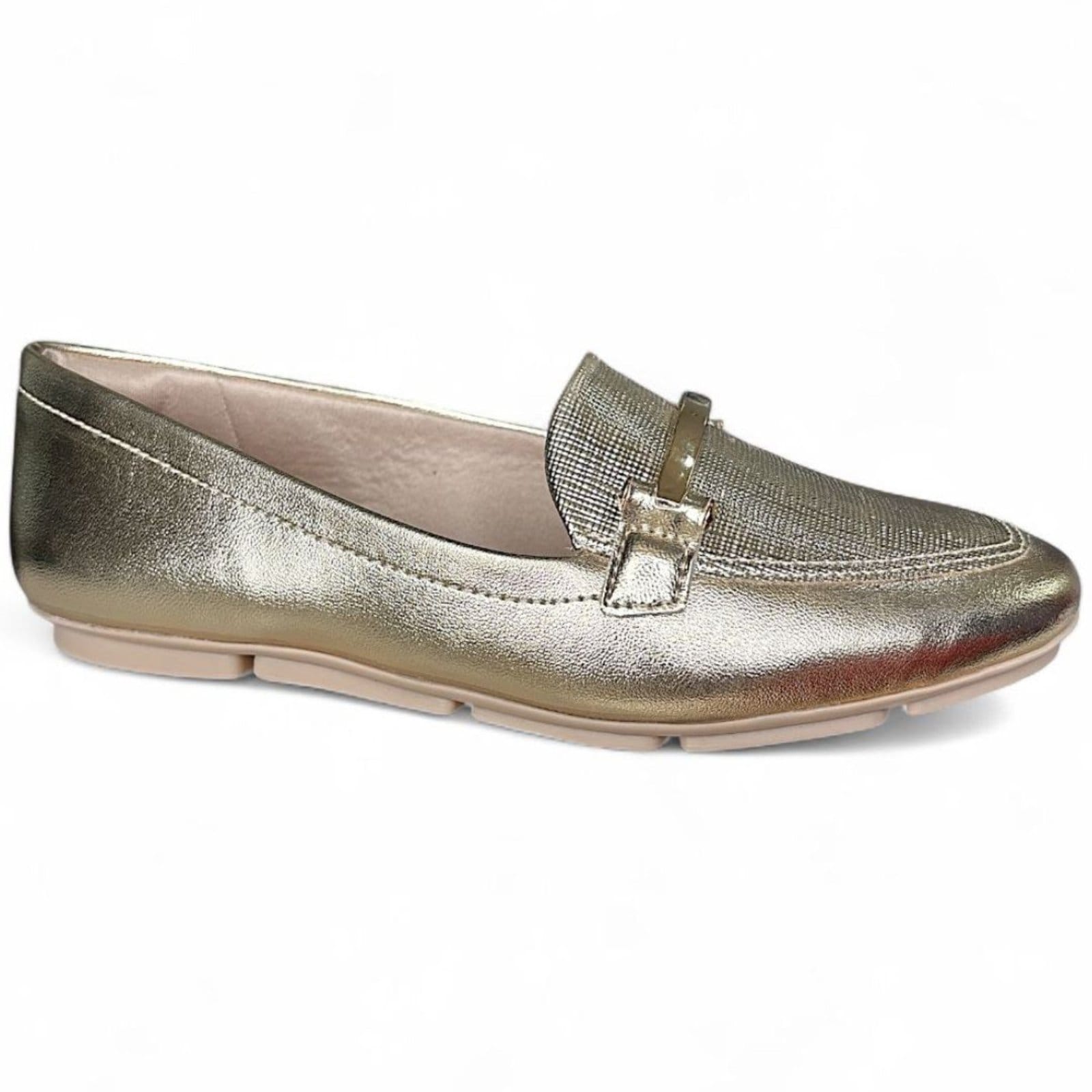 Mocassim Feminino Casual Ouro Flexível Comfortflex 2563404-7