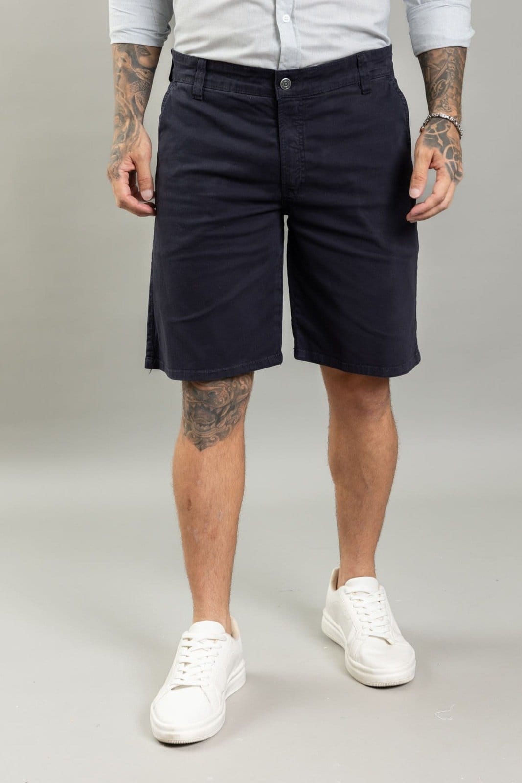 Bermuda Masculina Sarja Slim Color Sport Fino Dialogo Jeans Marinho