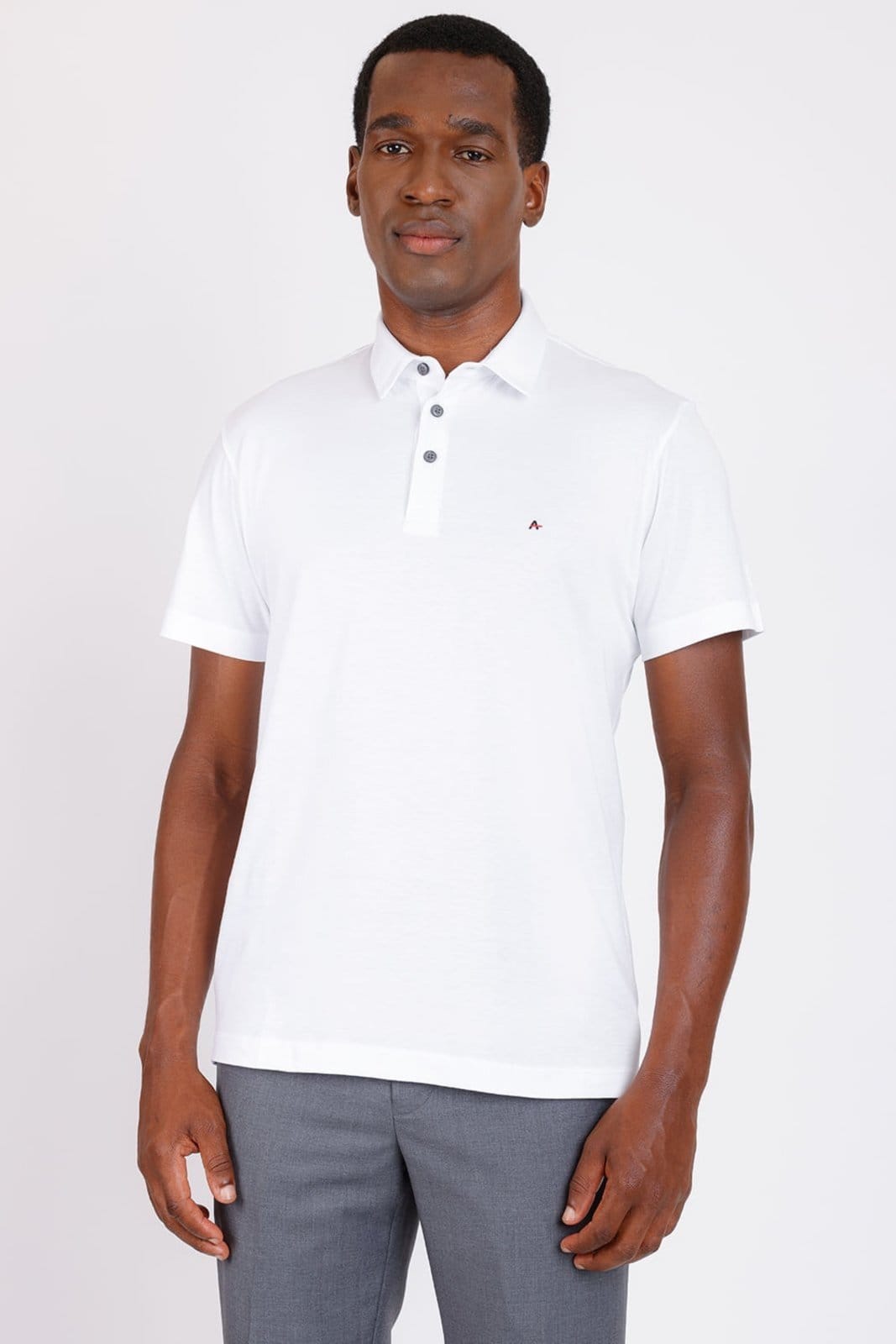 Polo Manga Curta De Algodão Pima