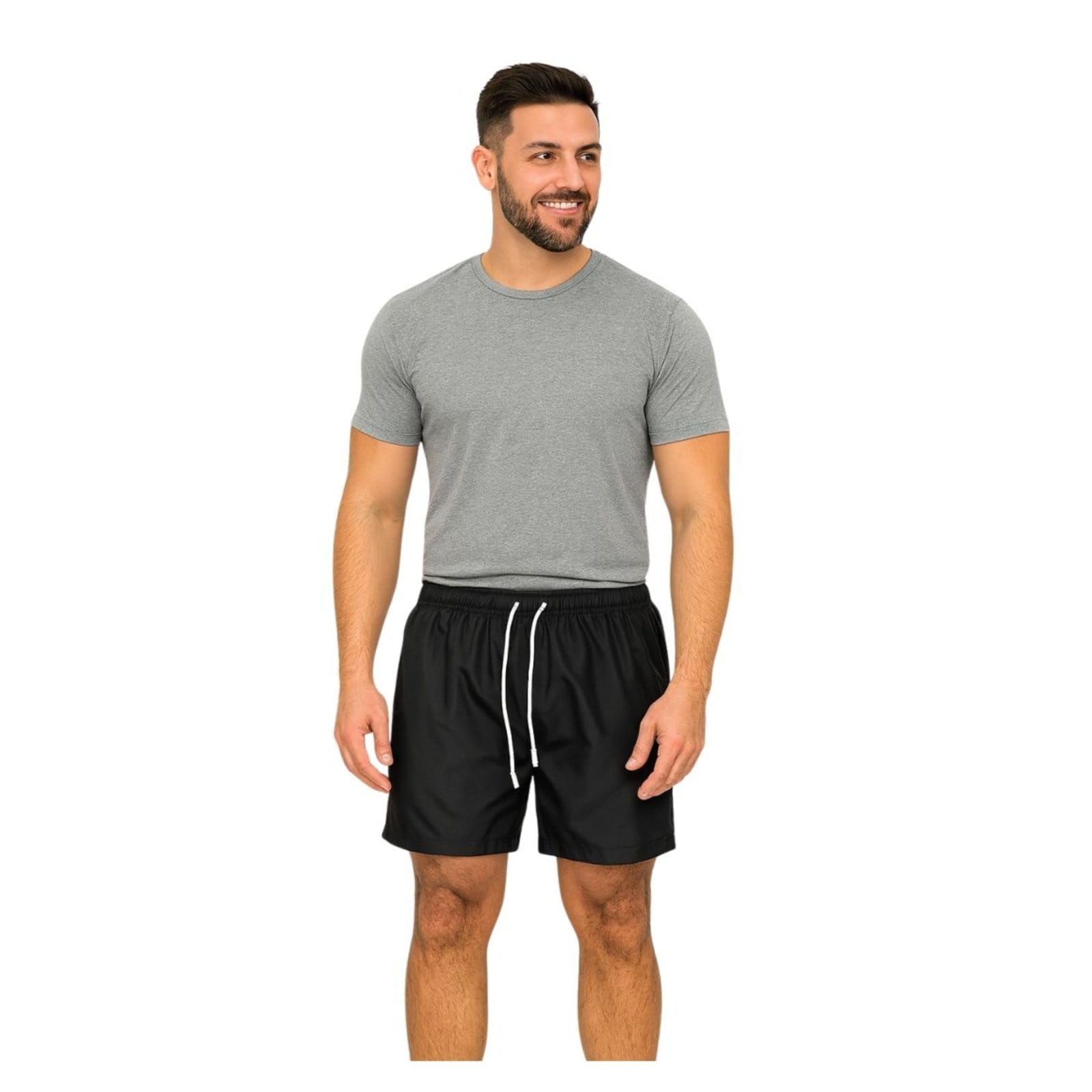 Vista 2 Kit 2 Bermudas Tactel Masculina FMF Secagem Rápida Leve e Confortável FMF cinza