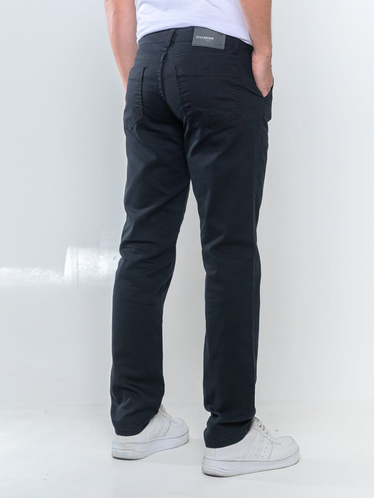 Vista 2 Calça Sarja Masculina Kovali Premium Com Elastano Confortável Bolso-Faca Preta KOVALI FASHION STORE preto