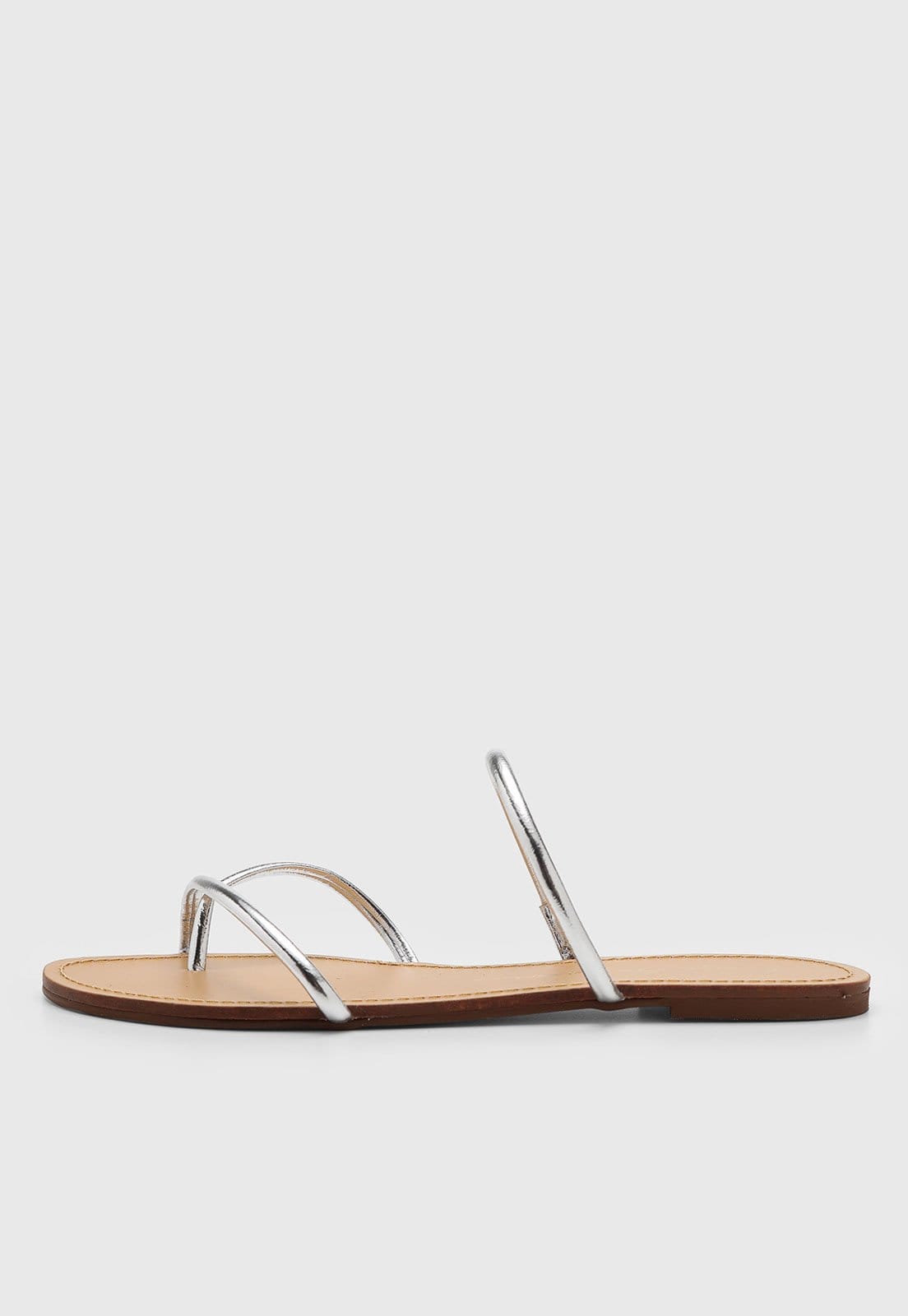 Vista principal Rasteira Feminina Luiza Barcelos Tiras Metalizadas Luiza Barcelos grafite