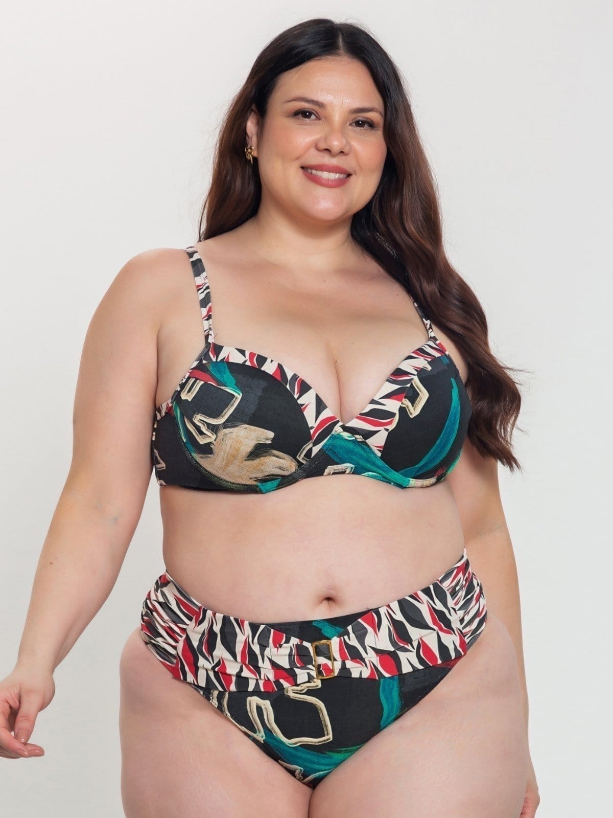 Biquíni Composê Plus Size Orla da Praia com Bojo Meia Taça e Aro Elegante e