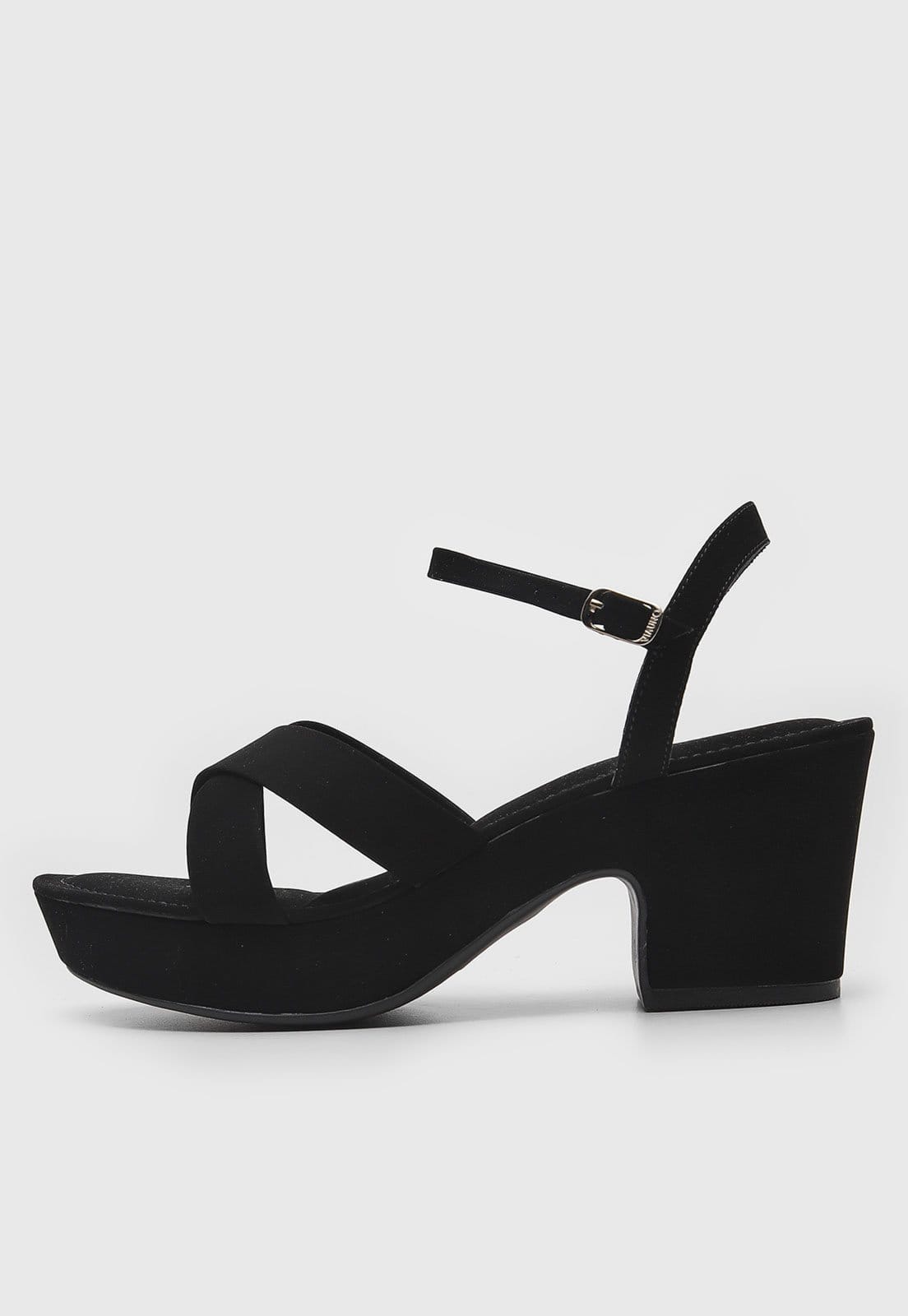 Vista principal Sandália Via Uno Tiras Transpasse Preta VIA UNO preto