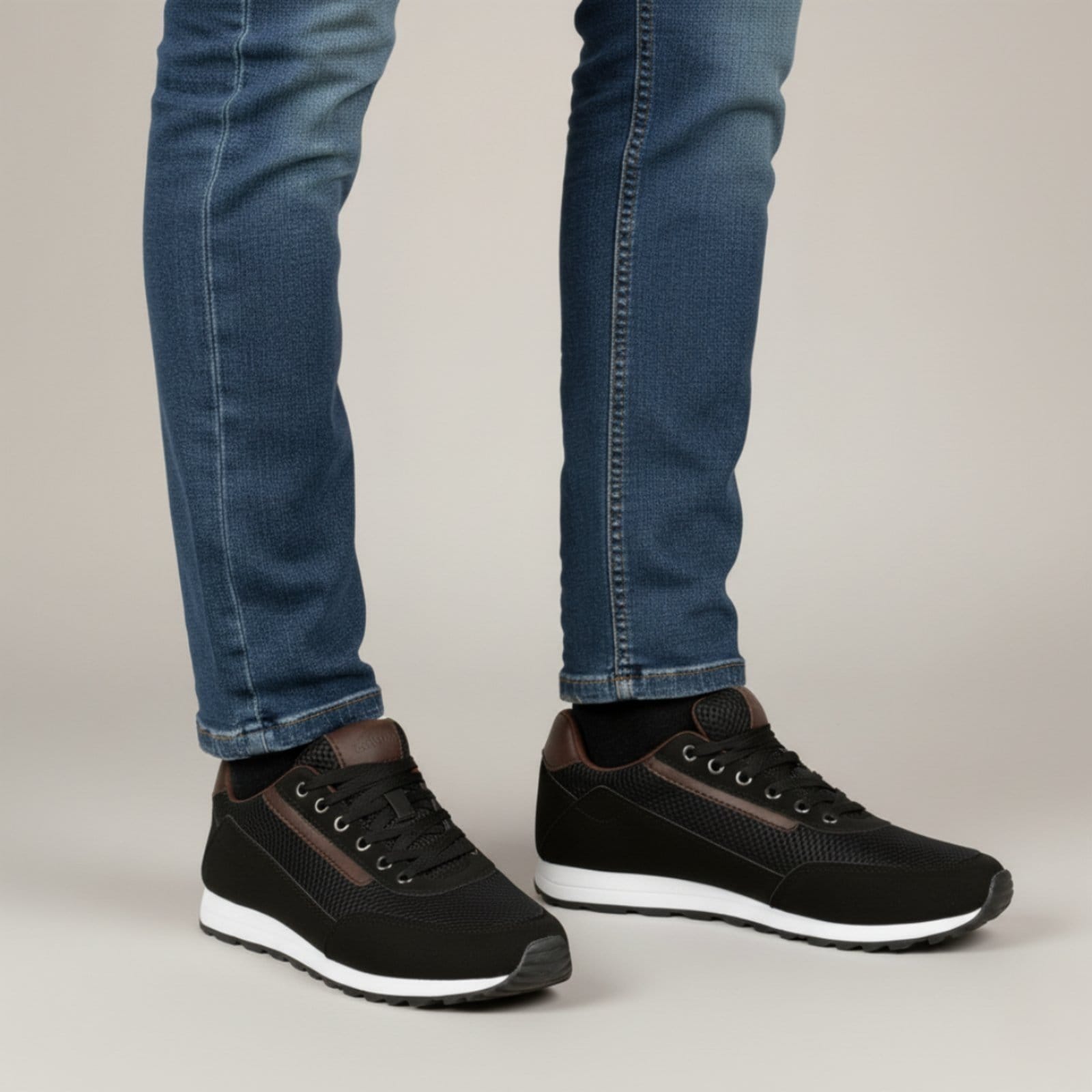 Vista 2 Sapatênis Masculino Tênis Casual Jogger Sapatênis Conforto Dia a Dia + Relógio Sapatofran preto