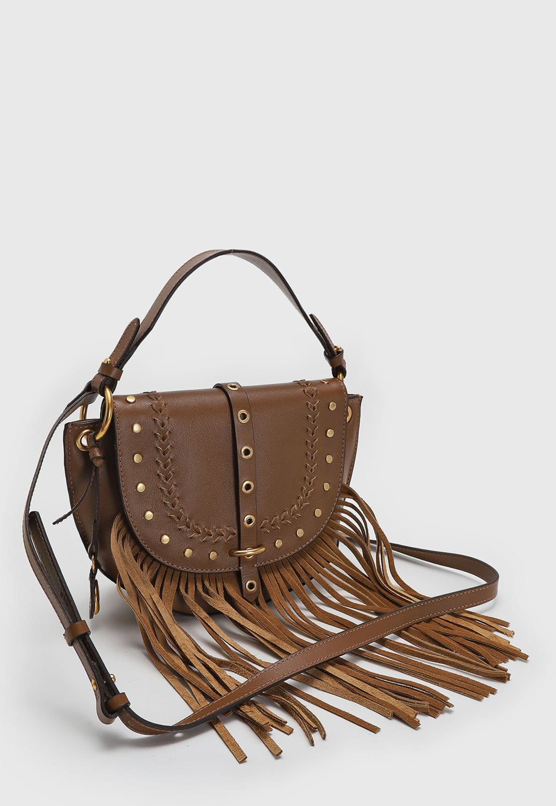 Vista 2 Bolsa Feminina Vicenza Franjas Vicenza caramelo