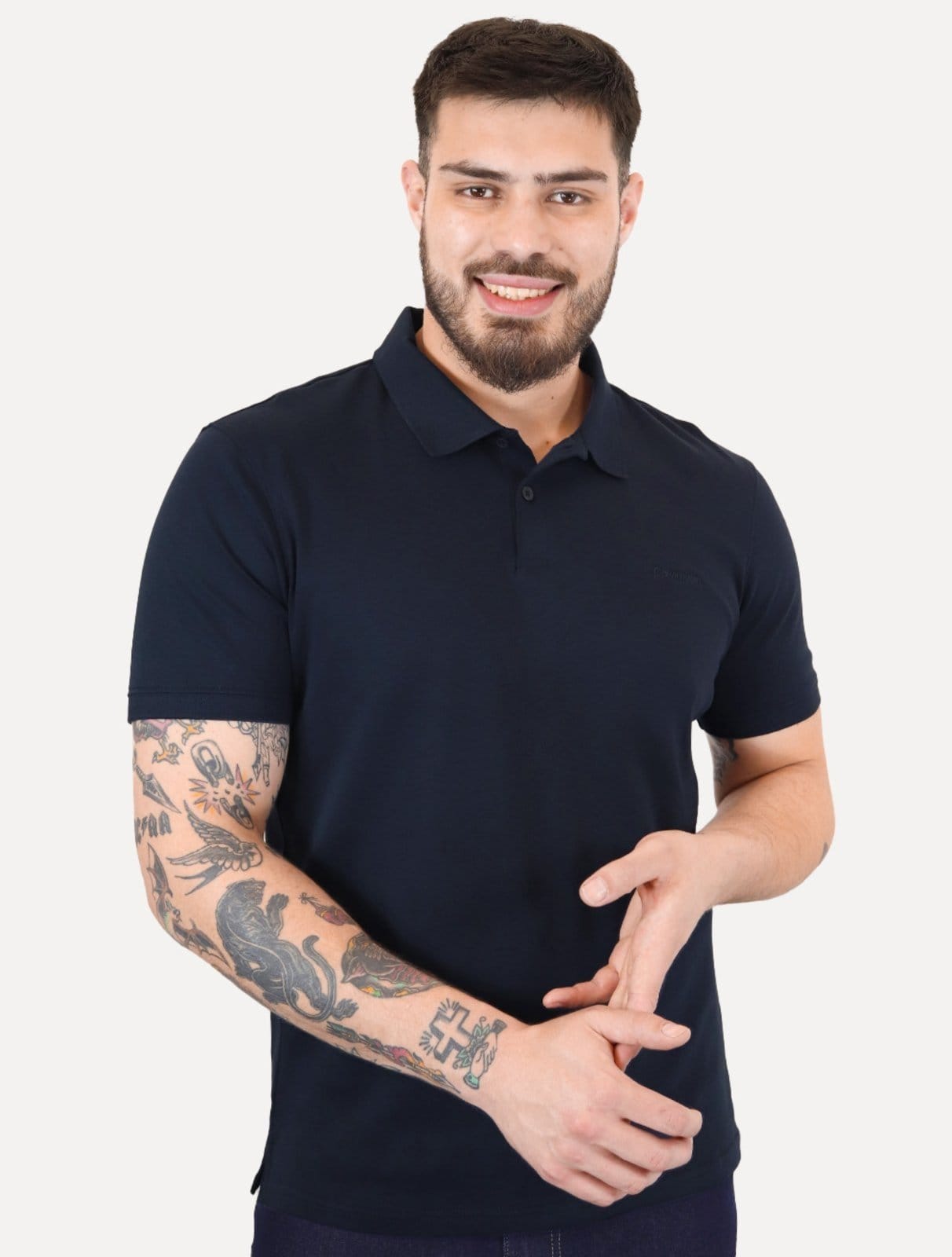 Polo Calvin Klein Masculina Regular Básica Interlock Liquid Touch