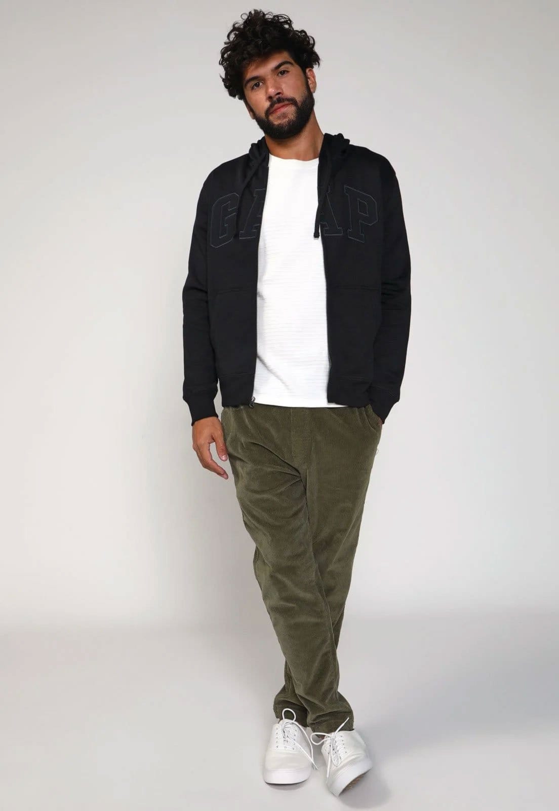 Blusa de Moletom Flanelada Aberta GAP Logo Preta - 2