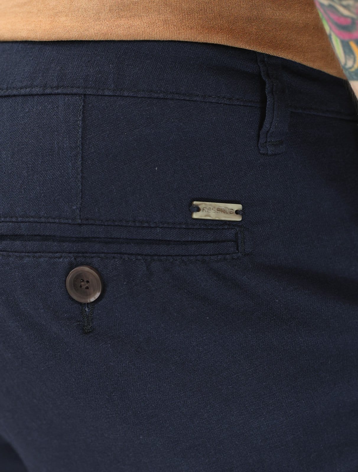 Vista 2 Bermuda Reserva Masculina Casual Linho Reserva azul marinho