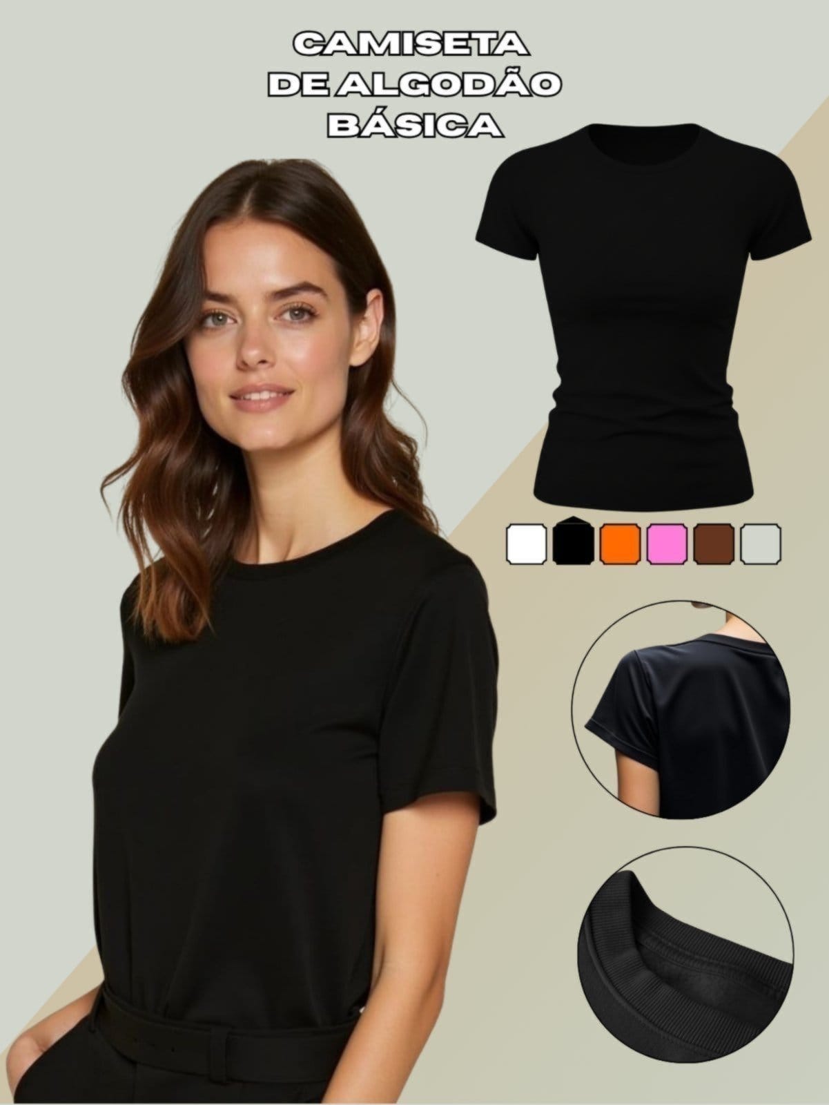 Camiseta Feminina GuGi Lisa Plus Size Moda Camisa Básica Blusinha