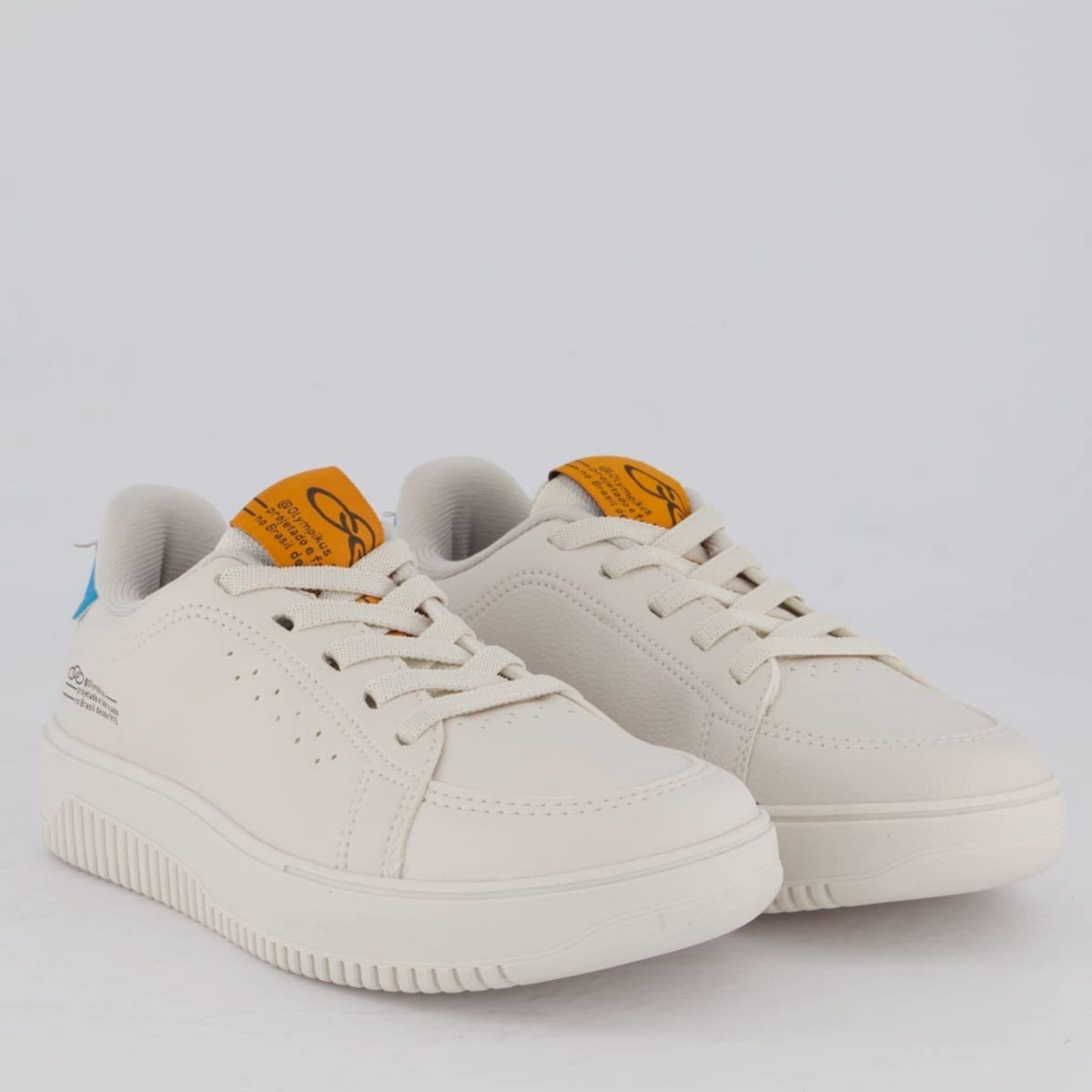 Vista 2 Tênis Olympikus Eros Juvenil Off White e Azul OLYMPIKUS branco white