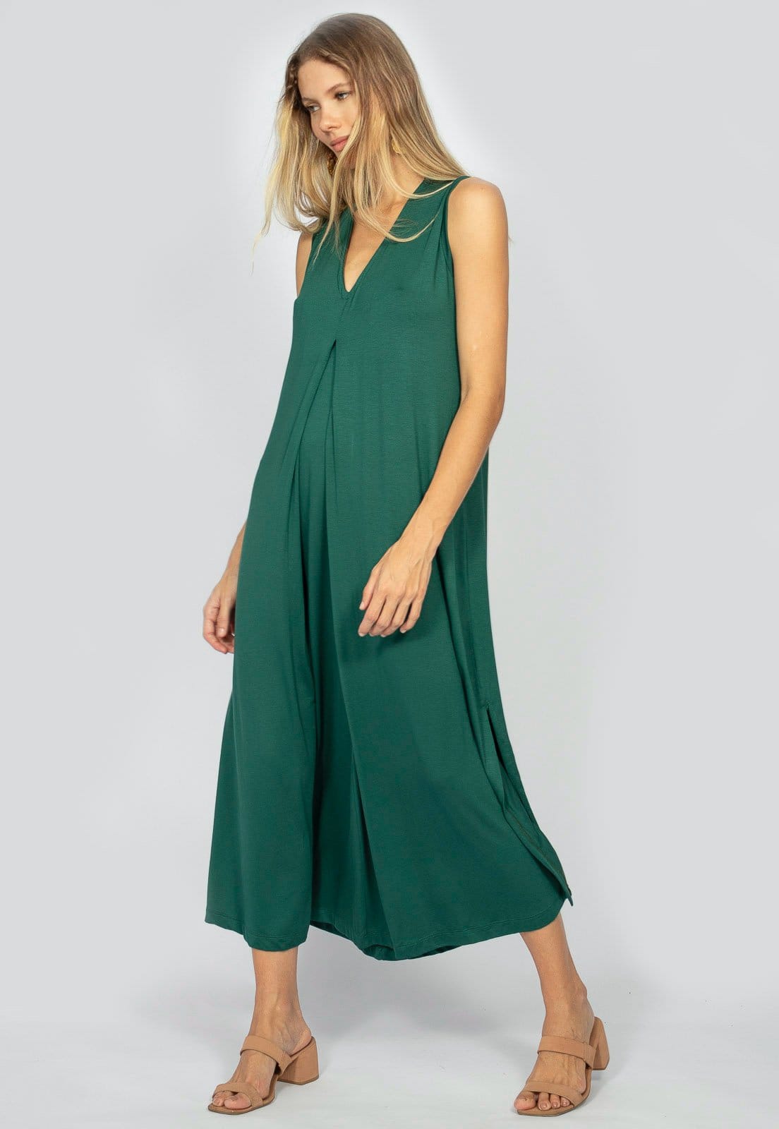 Vista 2 Vestido Longo Acará Malha Amazonia Vital Musgo Amazonia Vital verde