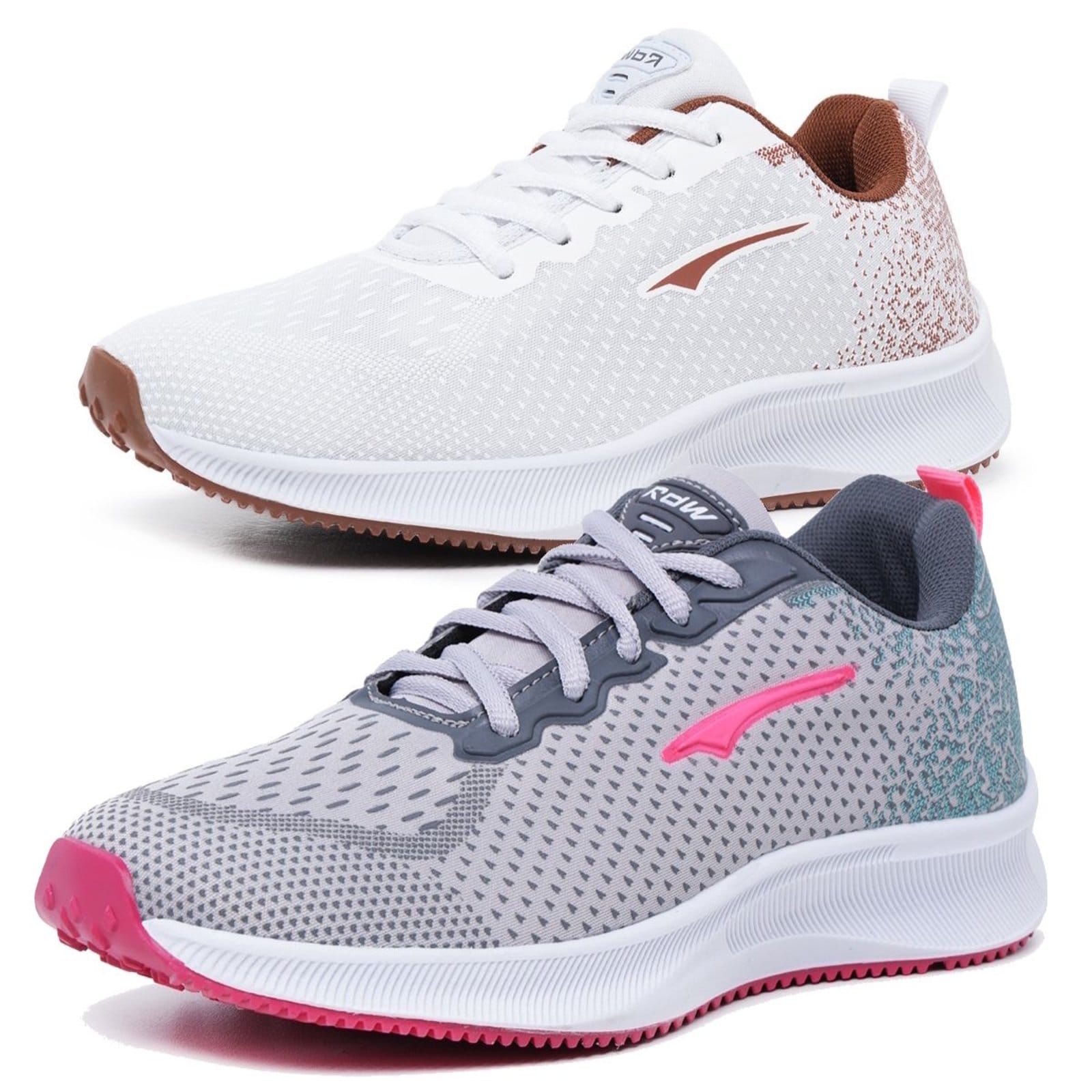 Vista principal Kit 2 Pares Tenis Caminhada Academia Feminino Esportivo Confortável e Yes Basic branco/cinza