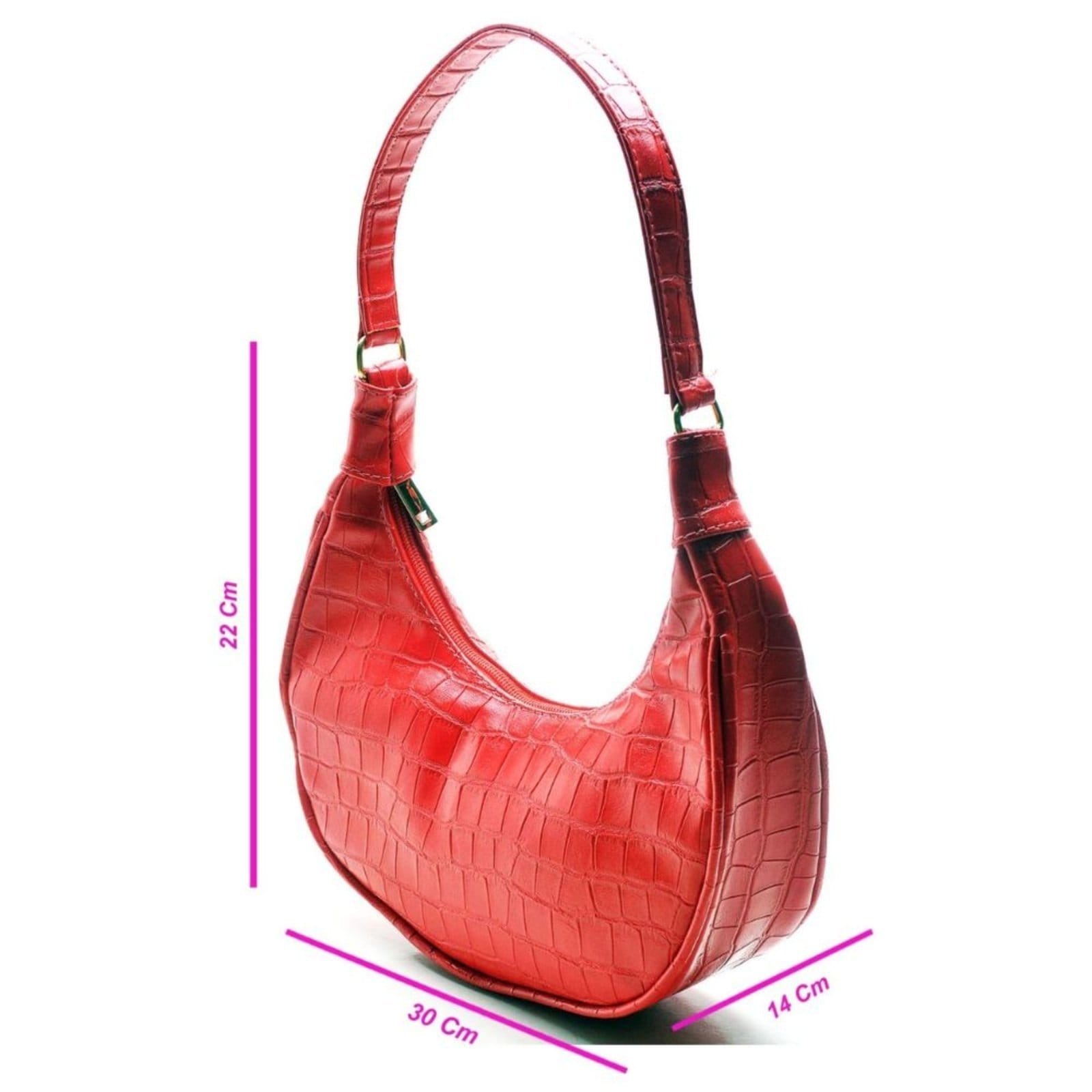 Vista 2 Bolsa Feminina Anna Andrade De Ombro Meia Lua Cluth Bolsa Média Casual Moda Tendência Vermelha Anna Andrade vermelho