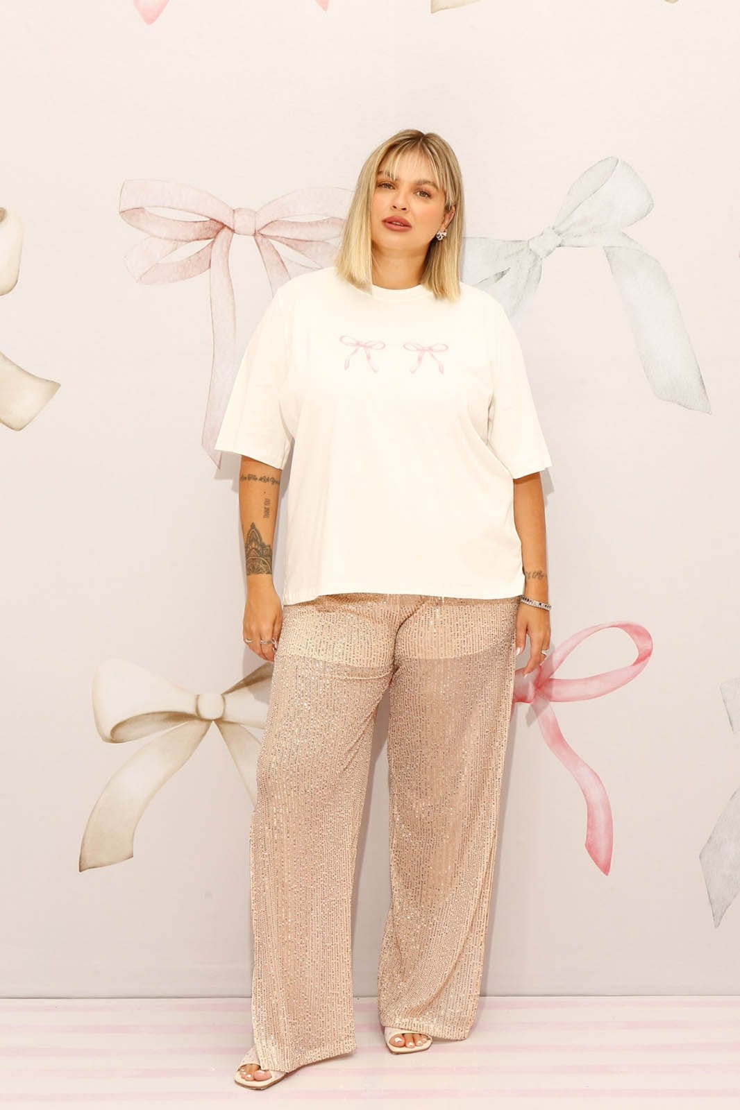 Vista 2 Calça In Love Paola Champagne In Love dourado champagne