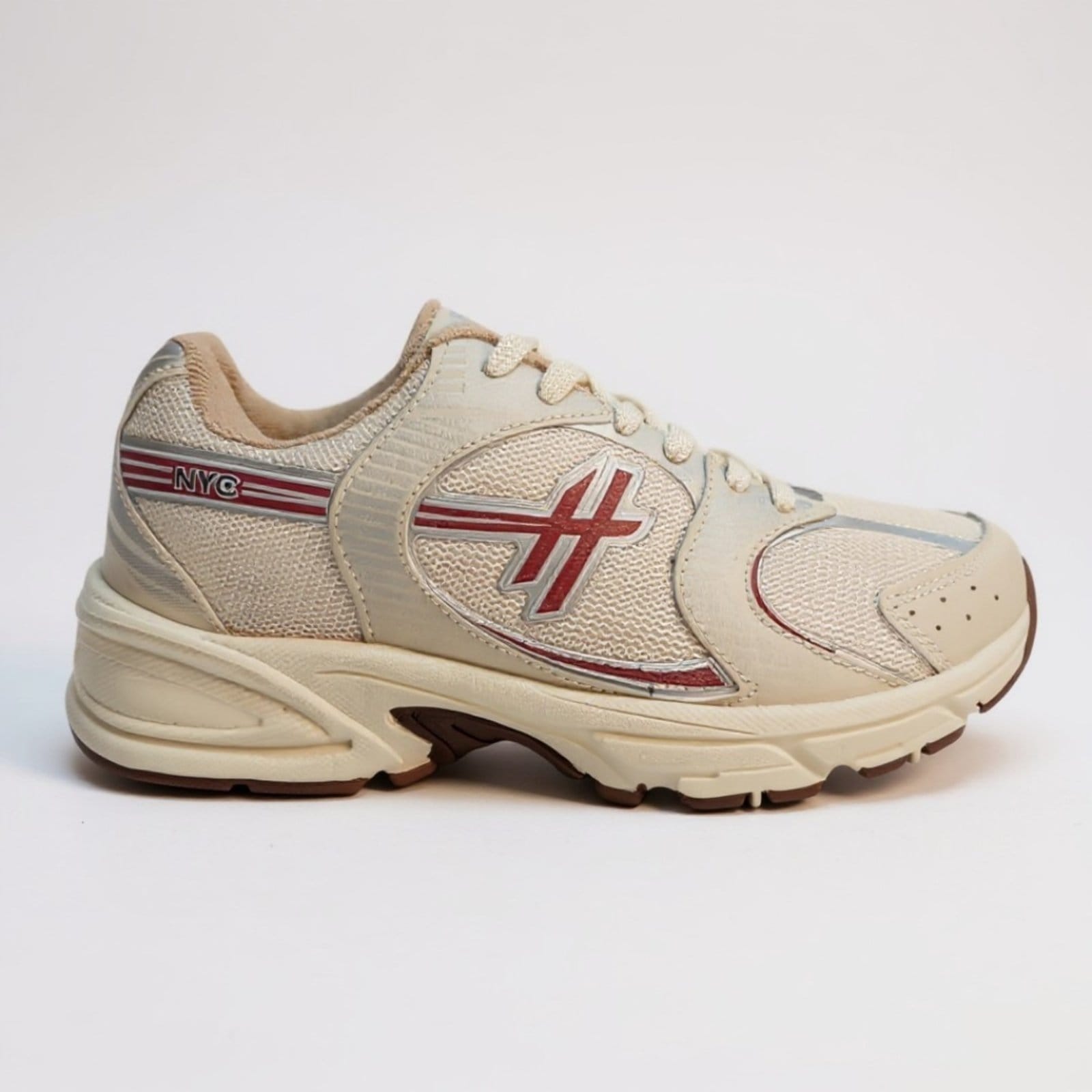 Vista 2 Tênis Feminino New York City Shoes - Levee e Resistente - Academia Adulto Desportivo Amarrar NYC NEW YORK CITY SHOES bege/bordô