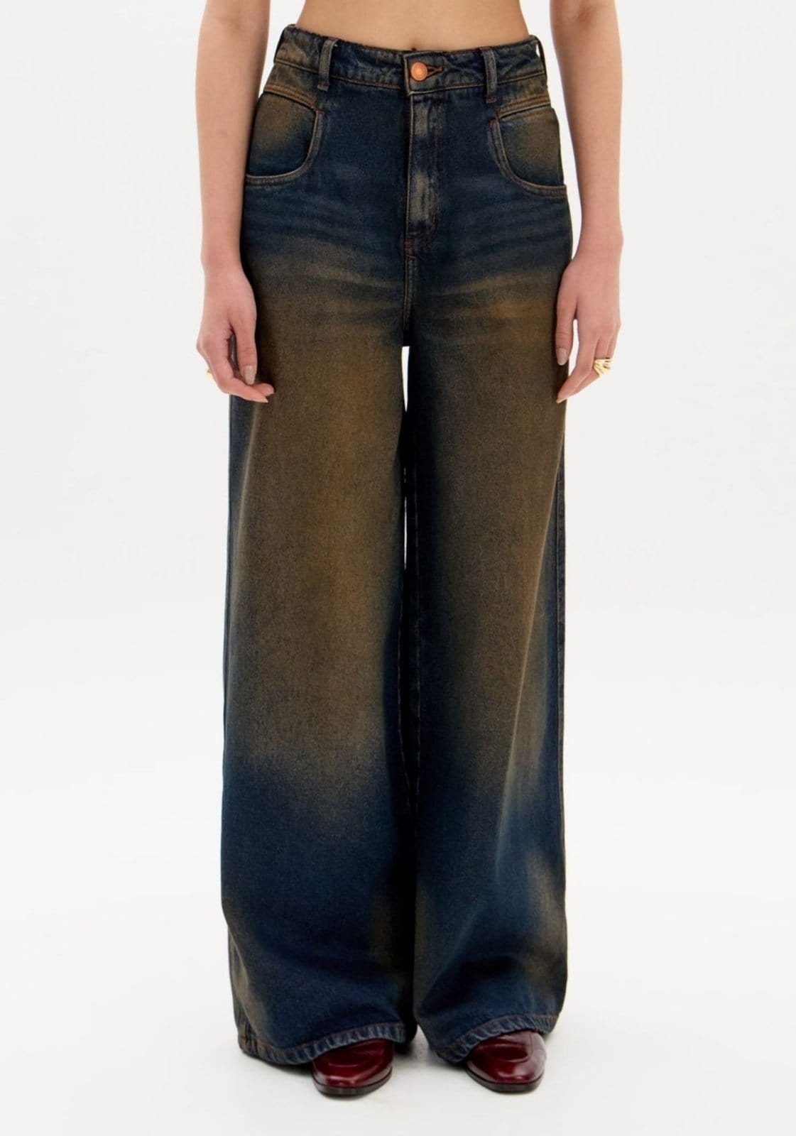 Vista 2 Calça Jeans Relaxed Cintura Média My Favorite Things azul