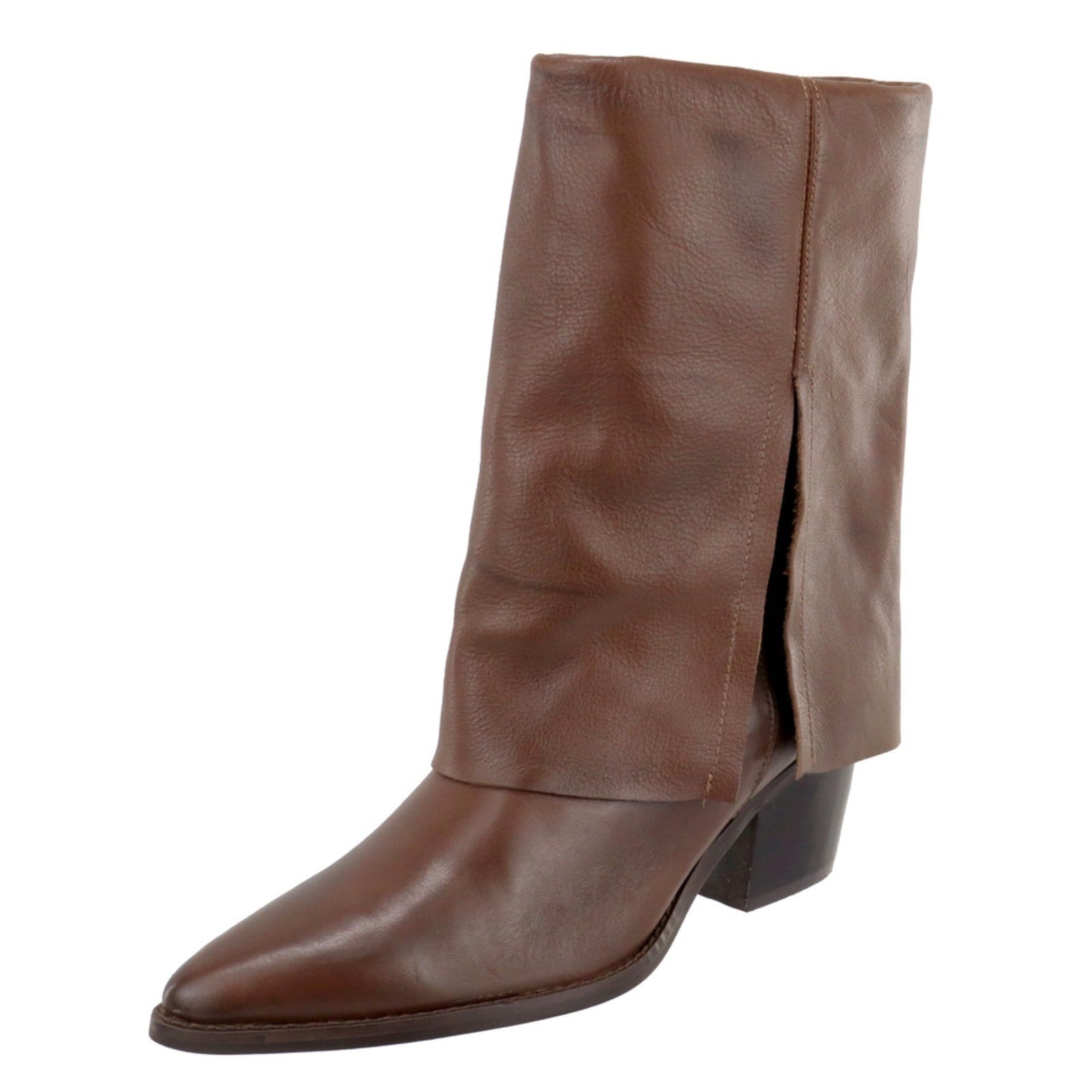 Bota Feminina Bico Fino Saia em Couro Franja Maria Paula Nutella