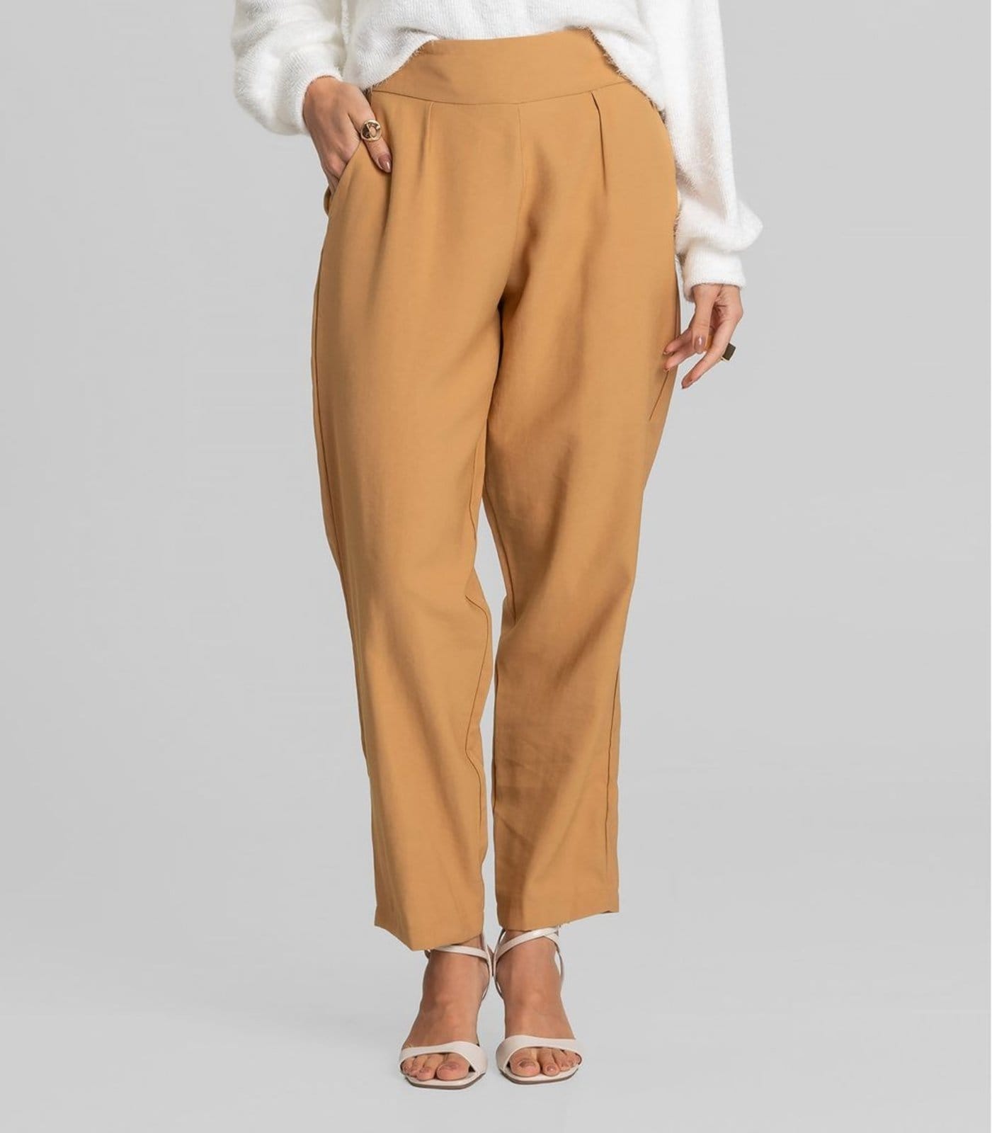 Vista 2 Calça Pantalona Feminina Em Alfaiataria Dianna Dianna marrom