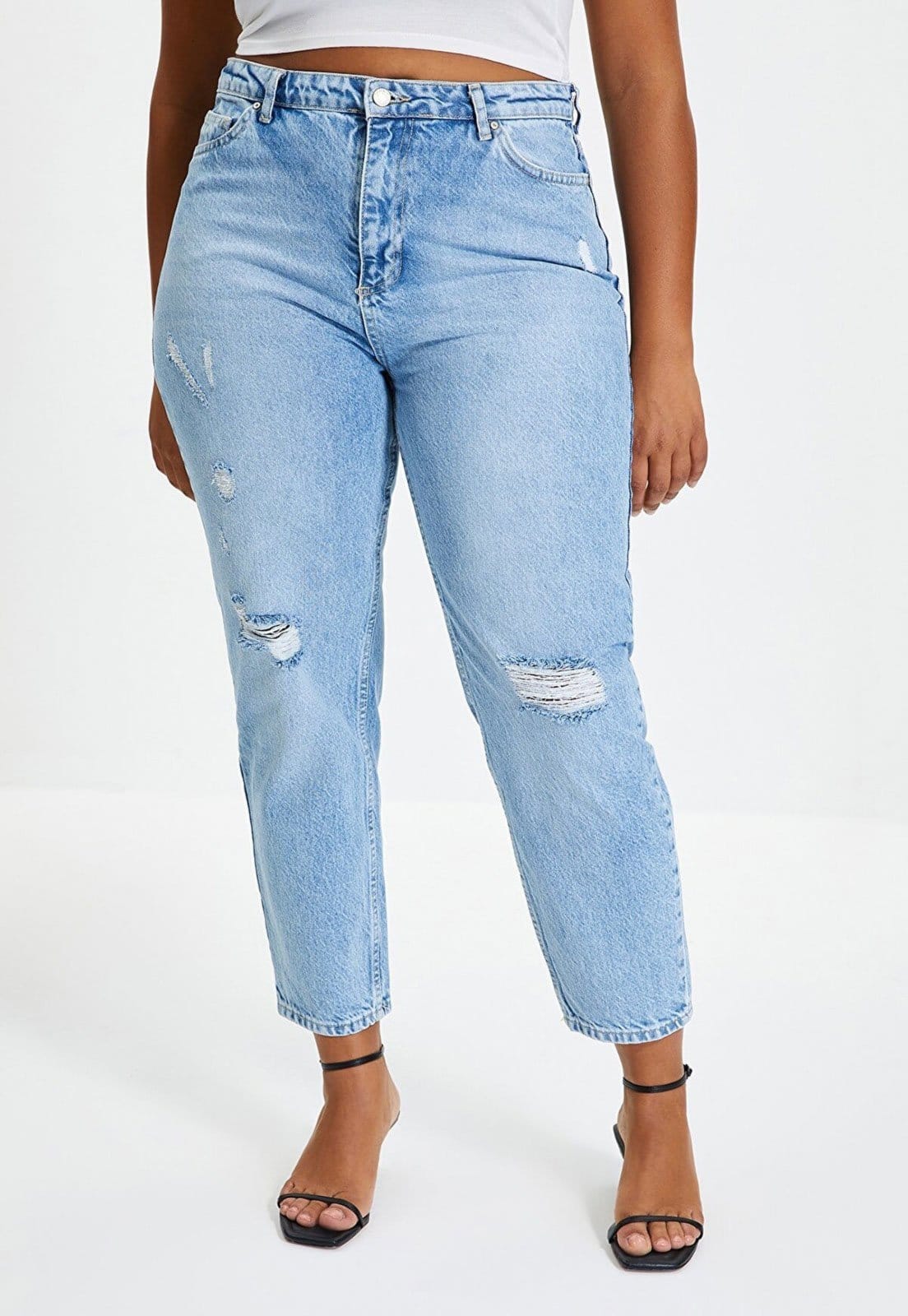 Calça Cropped Jeans Trendyol Collection Mom Destroyed