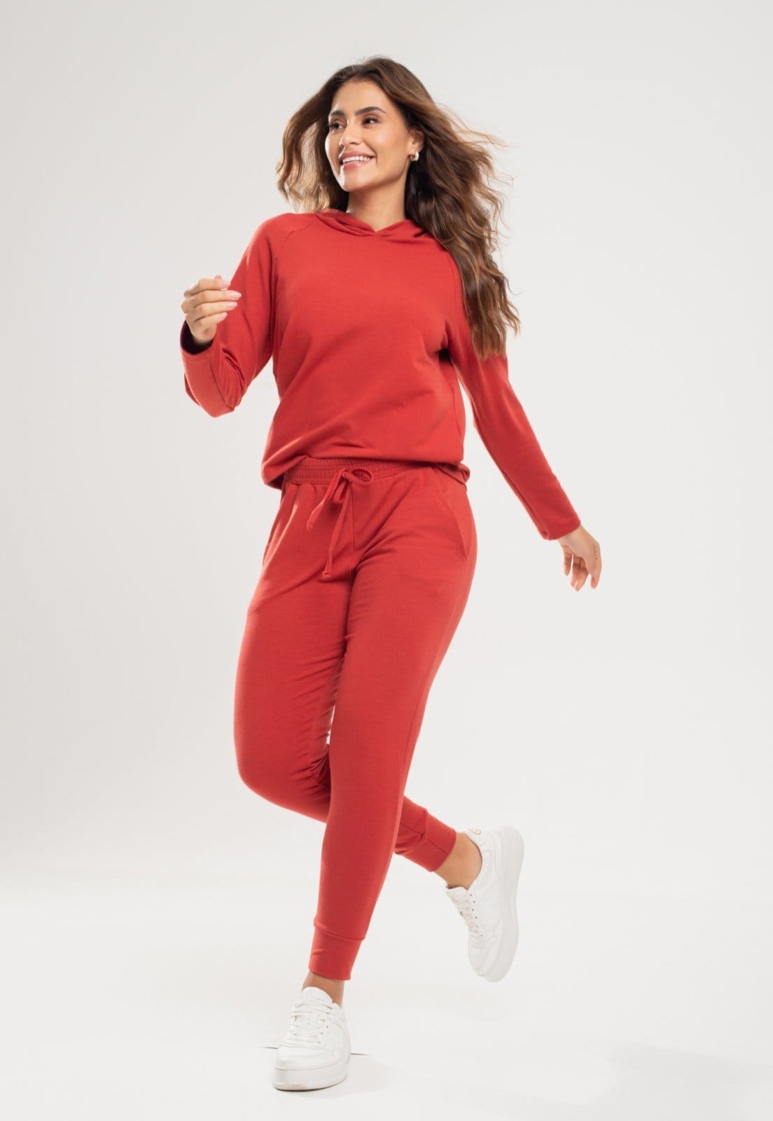 Vista 2 Calça Salvatore Comfy Jogger Moletinho Terracota Salvatore Fashion laranja