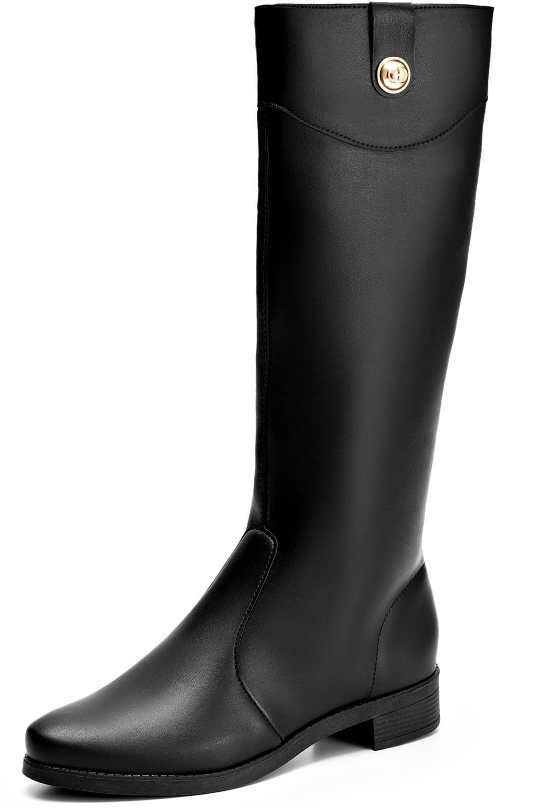 Bota Feminina Lumiss Montaria Salto Rasteira Cano Alto Bico Redondo