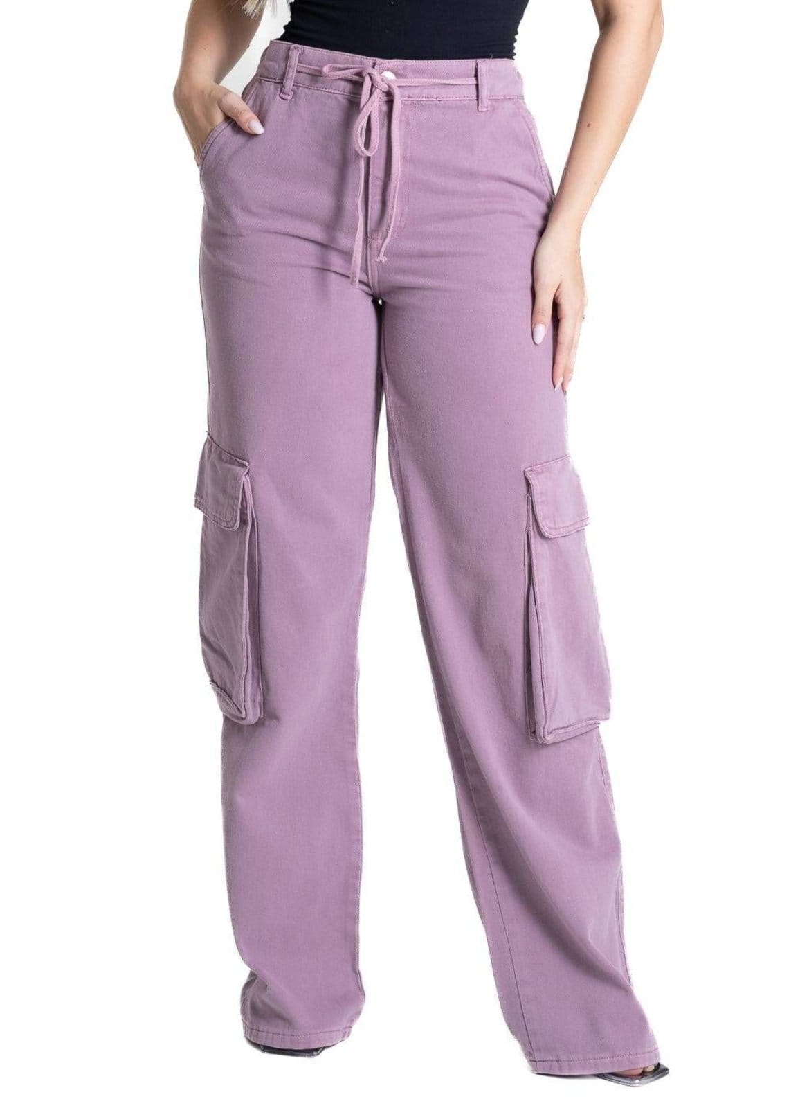 Vista principal Calça Sarja Sawary Wide Leg - 281901 Sawary roxo