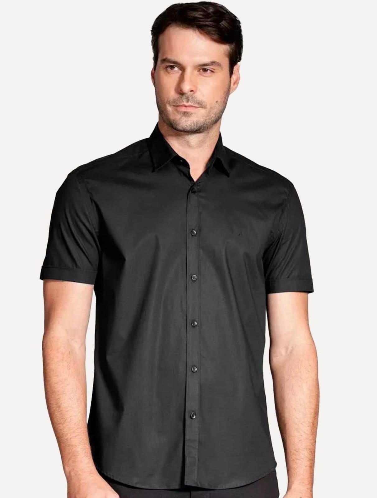 Camisa Aramis Masculina Manga Curta Slim Stretch Tricoline