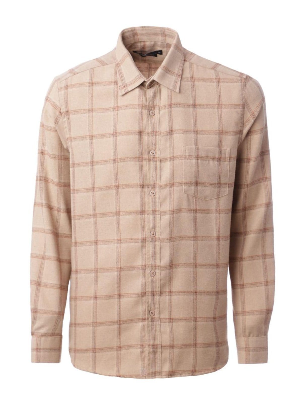 Vista principal Camisa Manga Longa Vels Masculina Vels bege