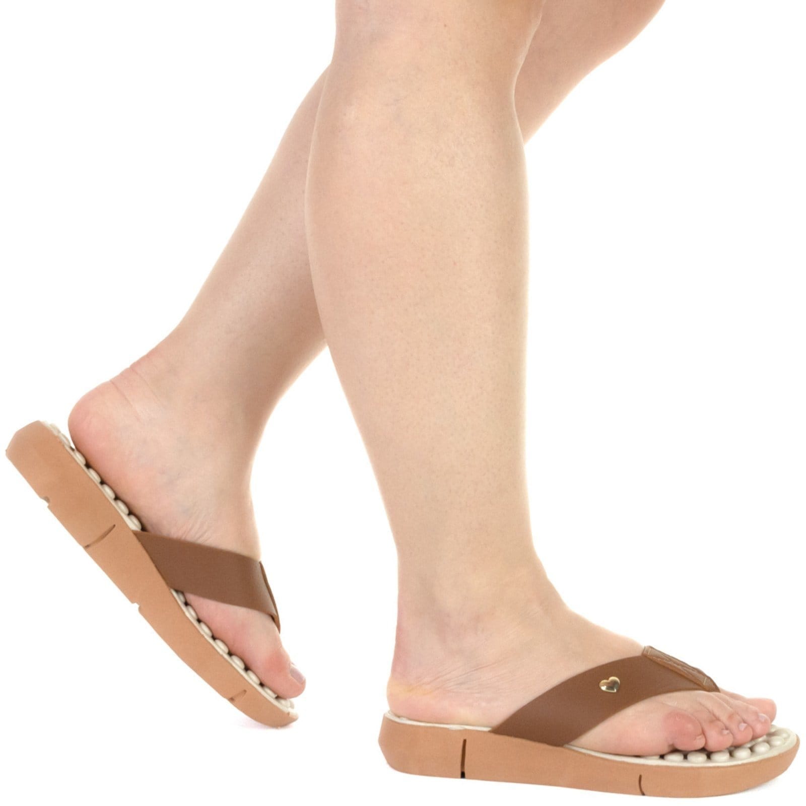 Vista 2 Chinelo Feminino Ultra Conforto Ortopédico Massageador Via Angel 56.01 VIA ANGEL caramelo