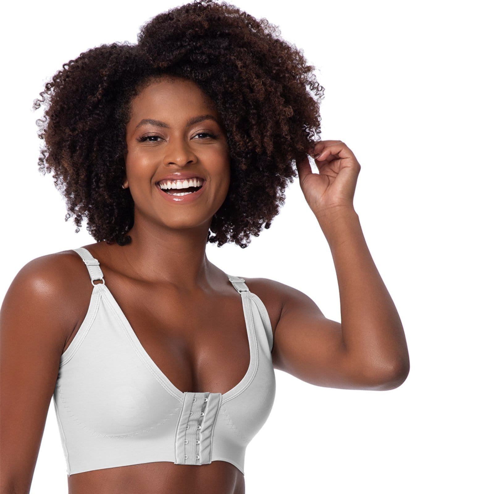 Sutiã Reforçado Gabi Lingerie Rose Cirúrgico Pós Operatório Silicone Branco